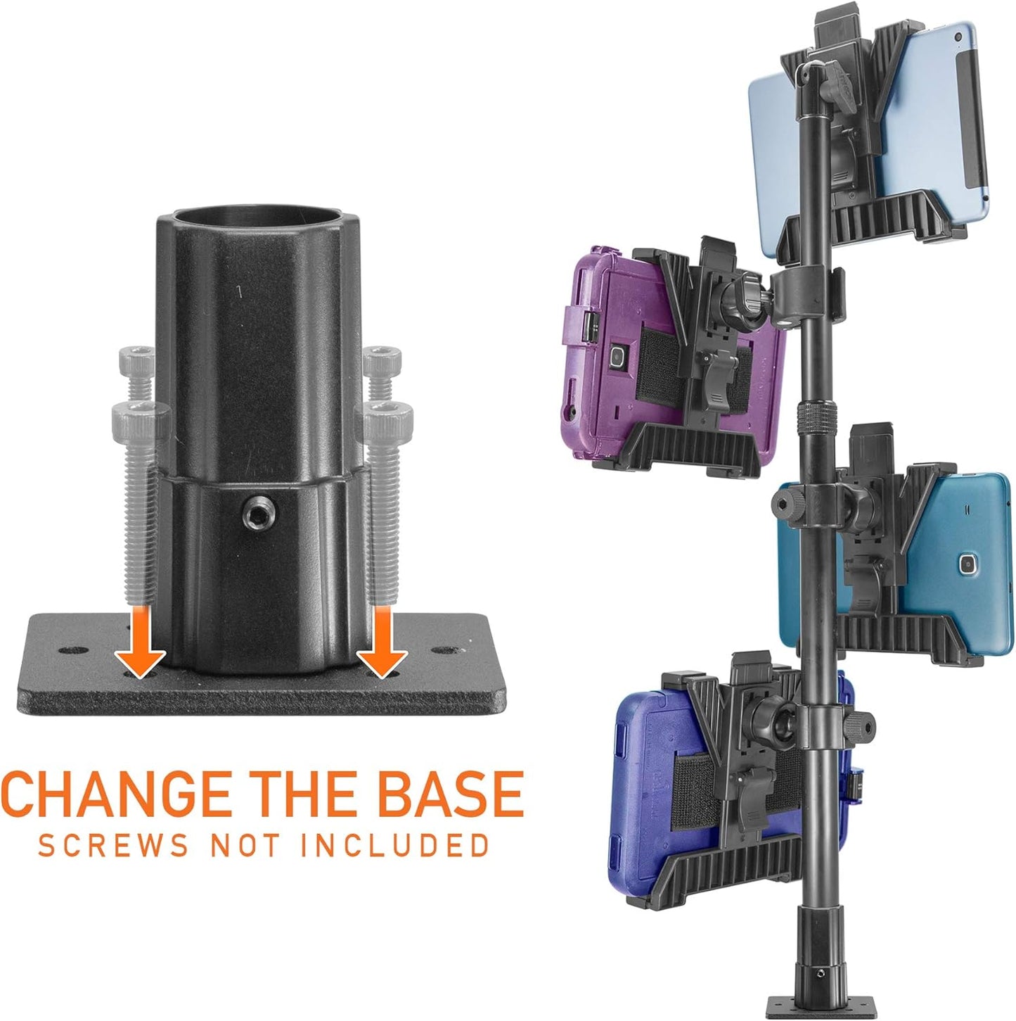 iBOLT TabDock Point of Purchase Clamp Mount - with 4 Tablet Holders Perfect for Multiple delivery Applications (DoorDash, Uber eats, Postmates, etc.) Fits 7 to 10 inch Tablets