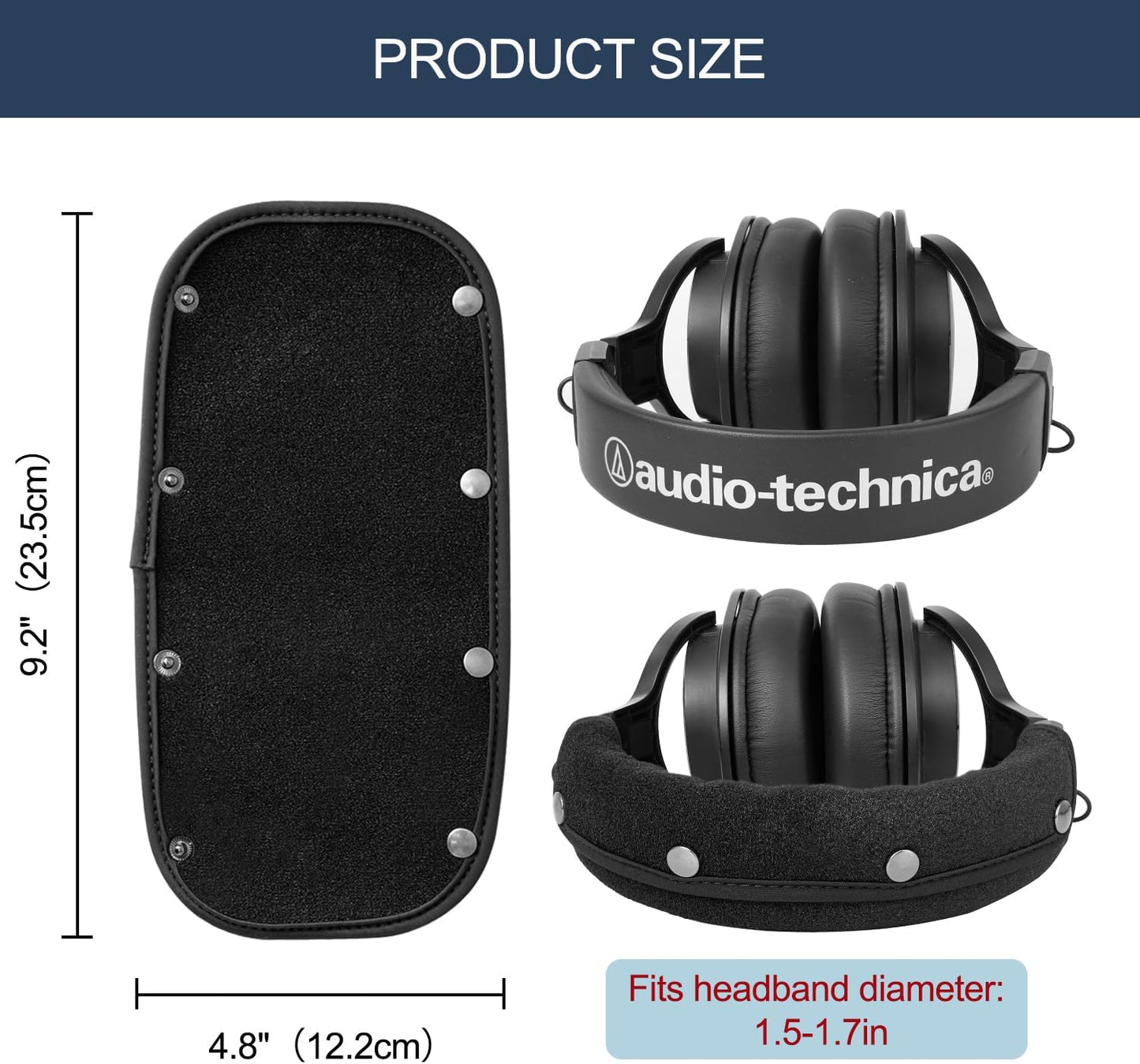 GEVO Protective Headband Cover for Audio Technica ATH M50, M50X, M50XBT, M40X M Series, Corsair Virtuoso & More, Machine Washable, No More Flaking Leather, Easy Installation, No Tool Needed | Black