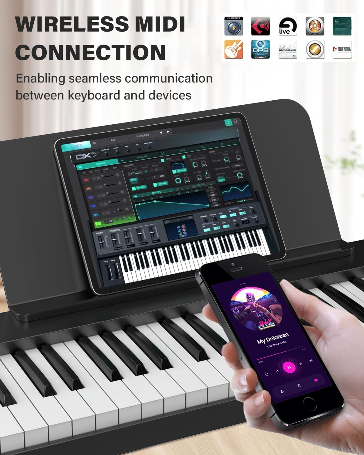 AiJoy 88-Key Piano Keyboard ASP-10F Electric Portable Folding Piano with Semi-Weighted Keyboard, Music Stand, Sustain Pedal, Handbag, USB MIDI Music Keyboard for Beginners, Black