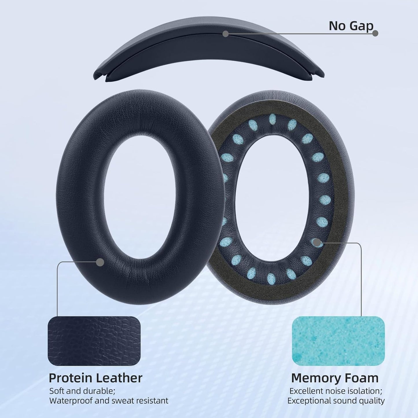 Ear Pads Replacement Headband Cushion Foam for Bose QuietComfort 35 45 (QC35 QC45) Headphones Accessories Easy to Install (Dark Blue)