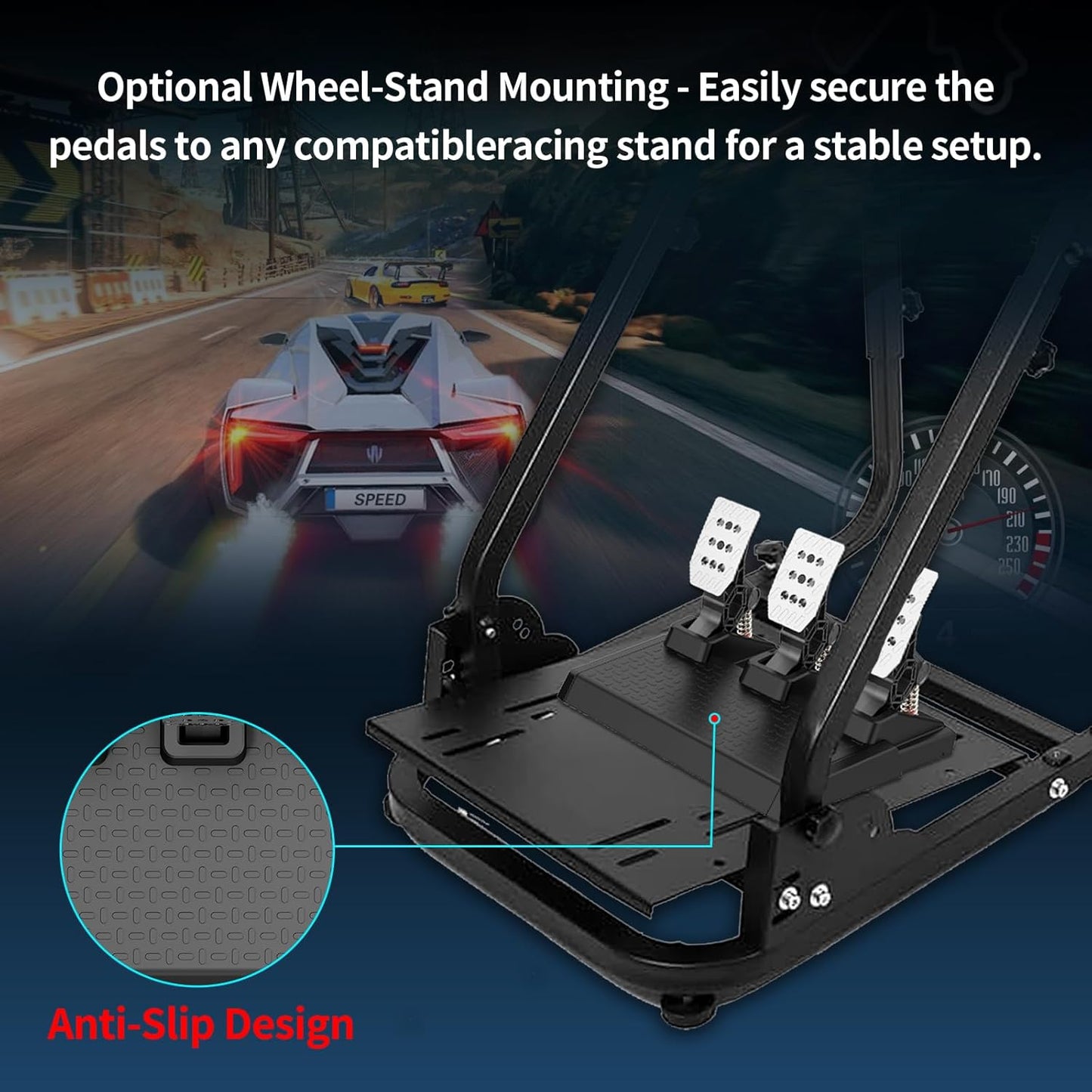 DOYO Racing Pedals, PC Gaming Steering Wheel Metal Pedal Set with Hall Sensor, Swappable Springs, Adjustable Throttle, Brake & Clutch, Durable, Compatible with PC Win11/Win10/Win7