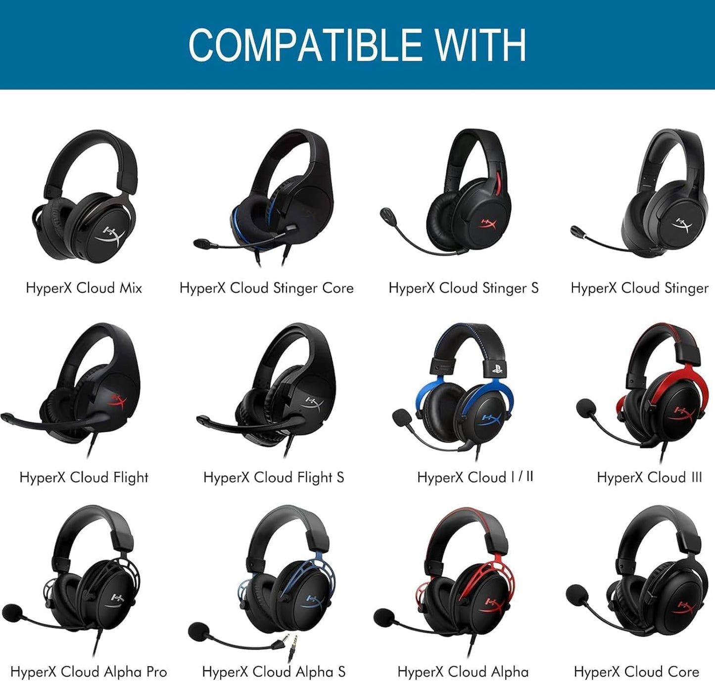 GVOEARS Premium Replacement Ear Pads for HyperX Cloud 1/2/3/Pro/Core/Alpha/Alpha S/Alpha Pro/Flight/Flight S/Stinger, CloudX Stinger Headset & More, Softer Protein Leather, High-Density Foam - Black