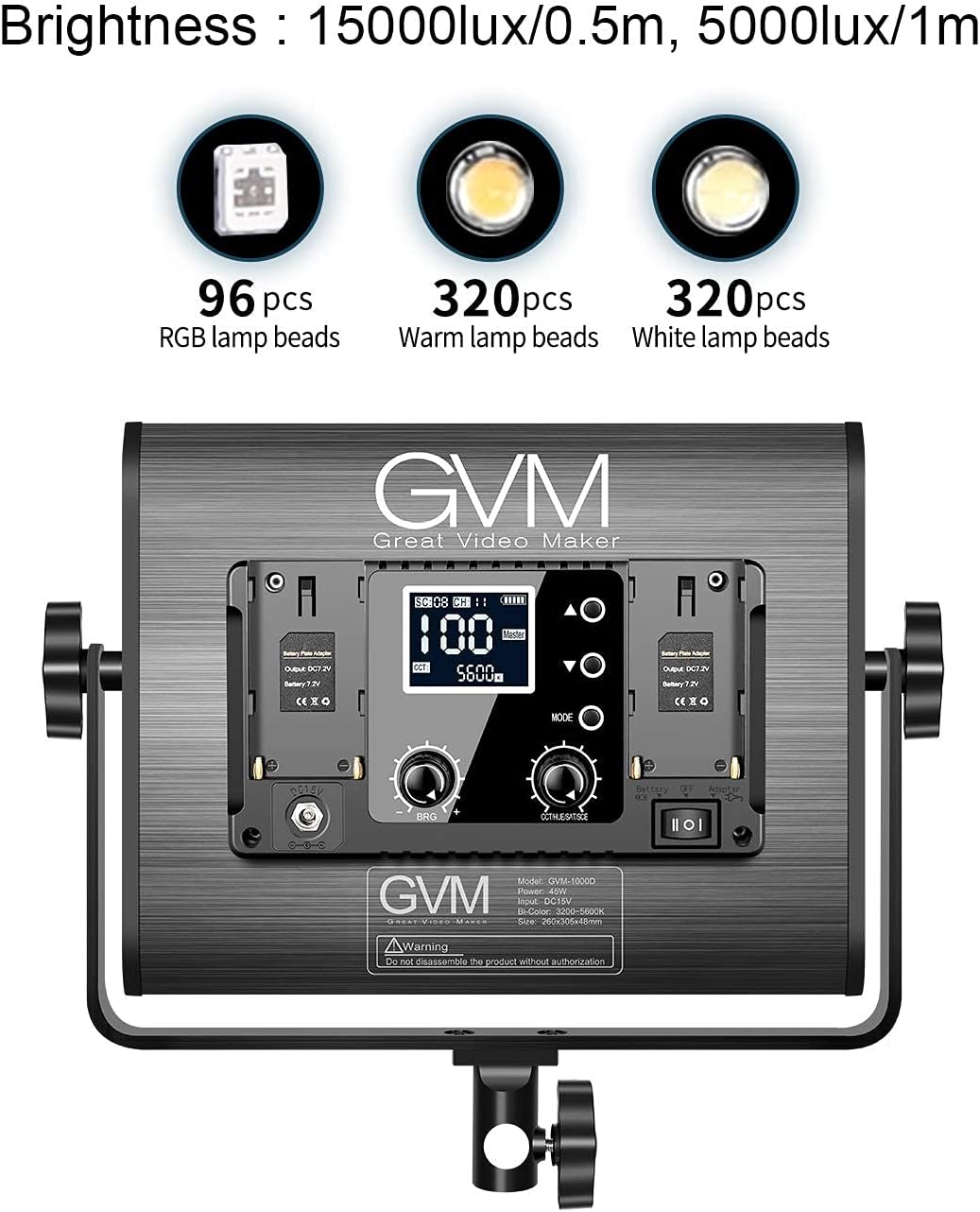 GVM RGB LED Video Light, Photography Lighting with APP Control, 1000D Video Lighting Kit for YouTube Studio, 3 Packs Led Panel Light, 3200K-5600K, 8 Kinds of The Scene Lights, CRI 97