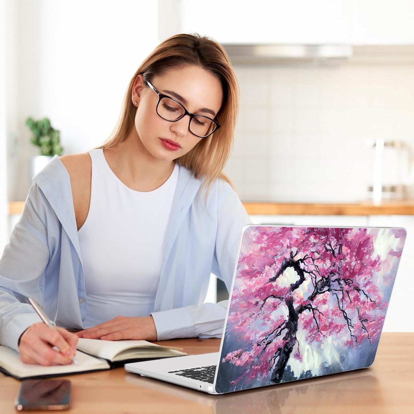 Teryeefi Compatible with M4 M3 M2 MacBook Air 13 inch Case 2025 2024 2023 2022 Release A3240 A3113 A2681 Model,Hard Shell Case for MacBook Air 13.6 inch + Keyboard Cover + Type C Adapter, Sakura-101