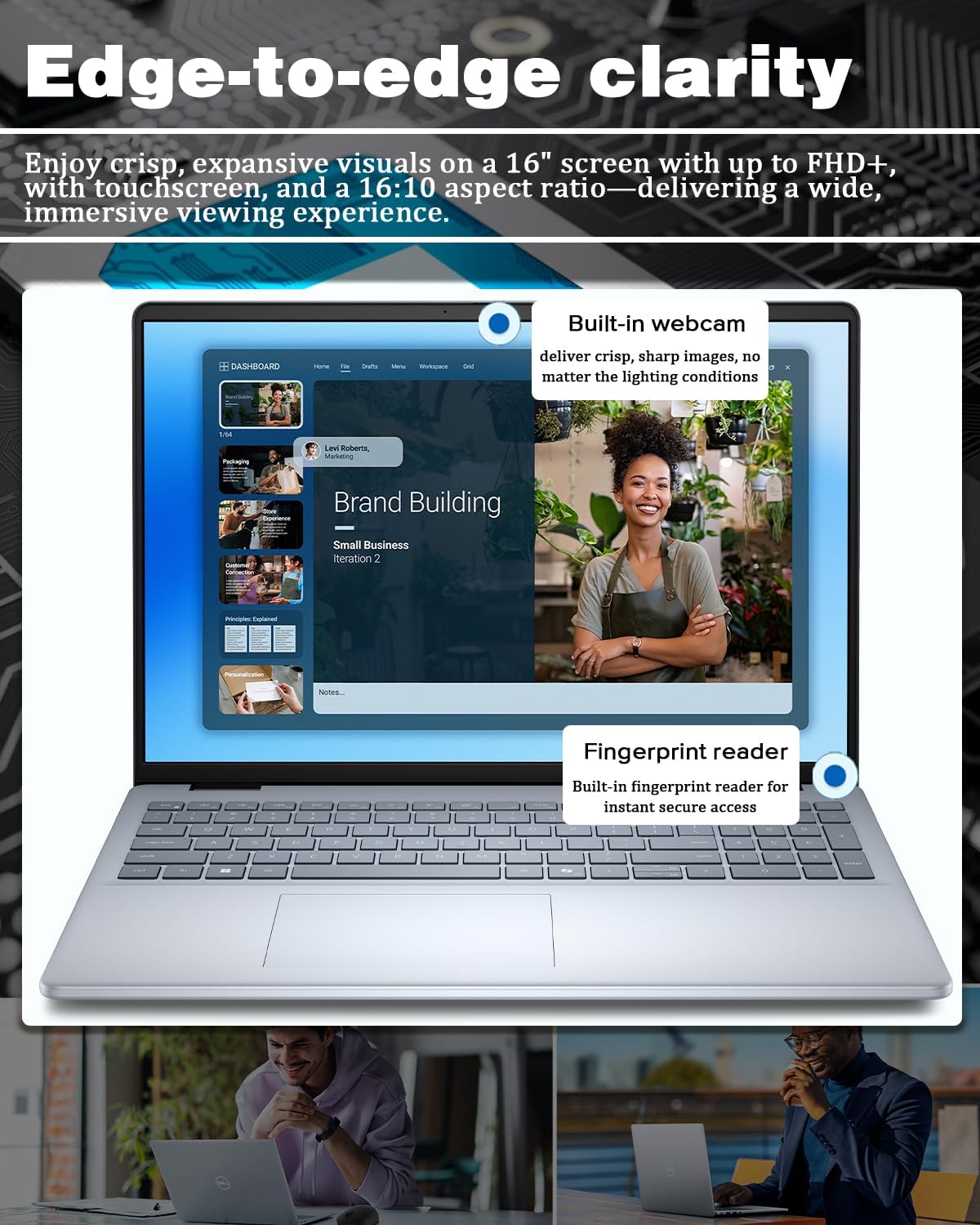 Dell Inspiron 16 Business Laptop - 16'' Touchscreen FHD+ Dsiaplay, Intel 10-Core 7 150U(Up to 5.4GHz) Express Charge, Backlit Keyboard, Windows 11 pro, Fingerprint (64GB RAM | 2TB SSD