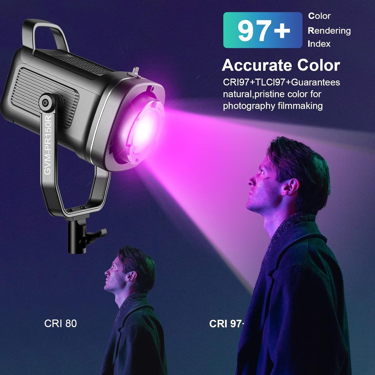 GVM 150W LED Video Light 2700K~7500K RGB Video Light Photography Studio Light Kit with Lantern Softbox & Stand, CRI97+TLCI97 with 8 Lighting Effects+Custom Effects for Outdoor Shoot YouTube Videos