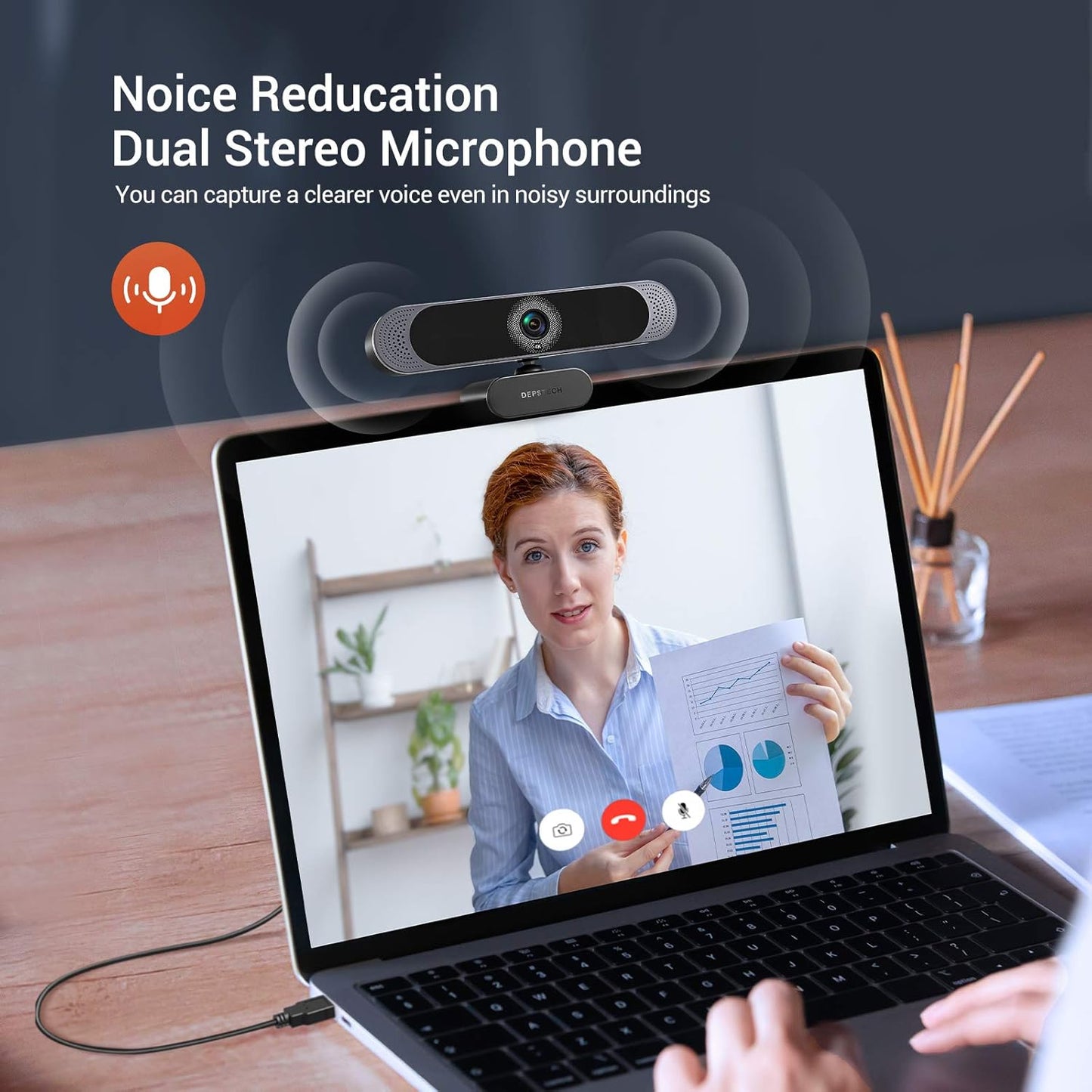 DEPSTECH 4K Webcam, DW49 HD 8MP Equipped with Sony Sensor Autofocus Webcam with Microphone, Privacy Cover, Plug Play USB Computer Web Camera for Pro Streaming/Online Teaching/Video Calling/Zoom/Skype