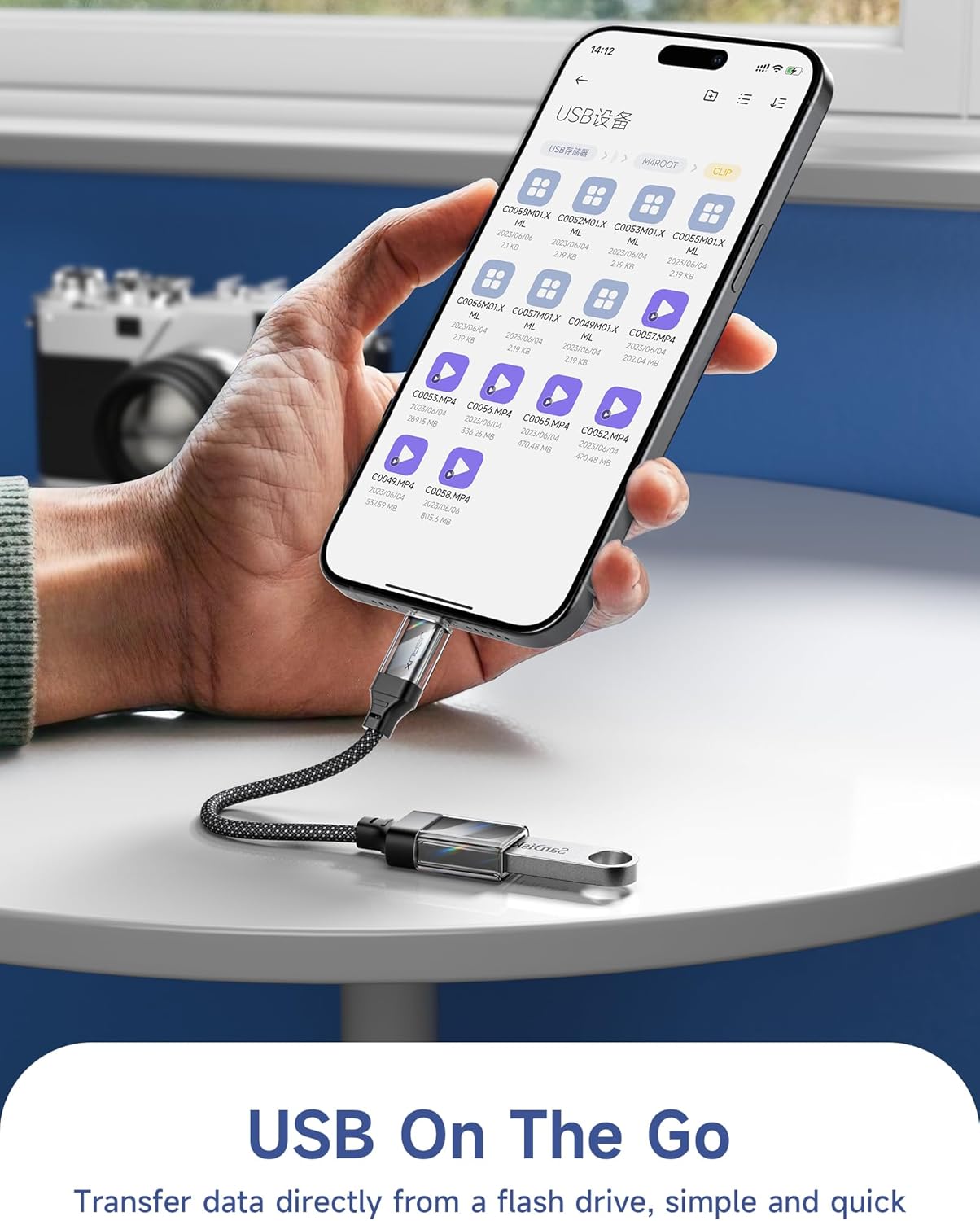 JSAUX USB to USB C Adapter [2 Pack], USBC OTG Compatible with MacBook Pro/Air, iPhone 15 Pro Max, Samsung Galaxy S24/S23/S22/S21 and More USB C Devices-Crystal Black