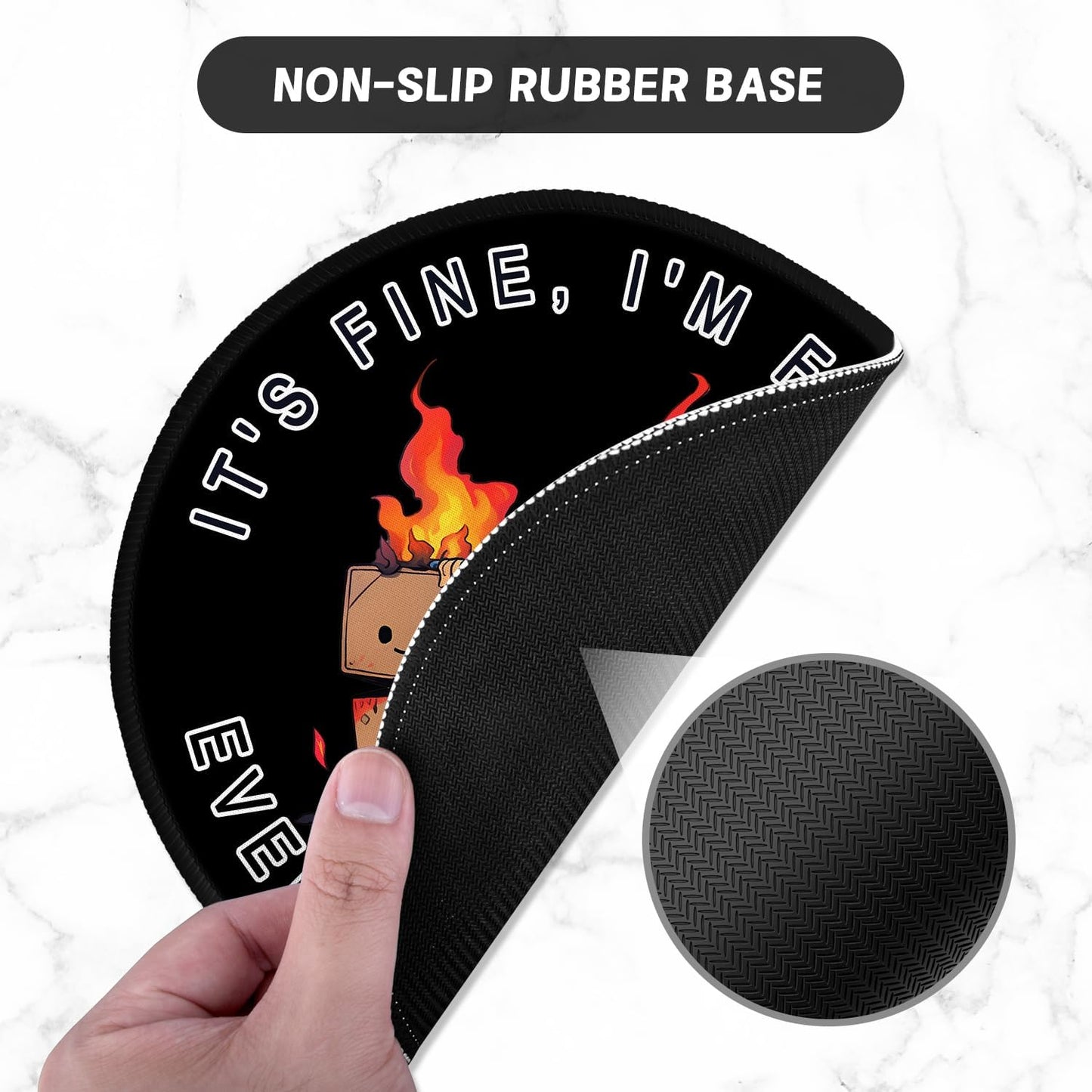 ITNRSIIET Round Mouse Pad with Stitched Edge Premium-Textured Waterproof Non-Slip Rubber Base Desktop Protection Mat Diameter 8.7 inches, Pretty Burning Box