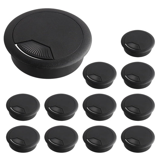 12 Desk Grommet, Desk Hole Cover, Large Capacity, Detachable and Adjustable Cable Organizer, Suitable for Organizing Home and Office Cables (Black, 2 Inches)