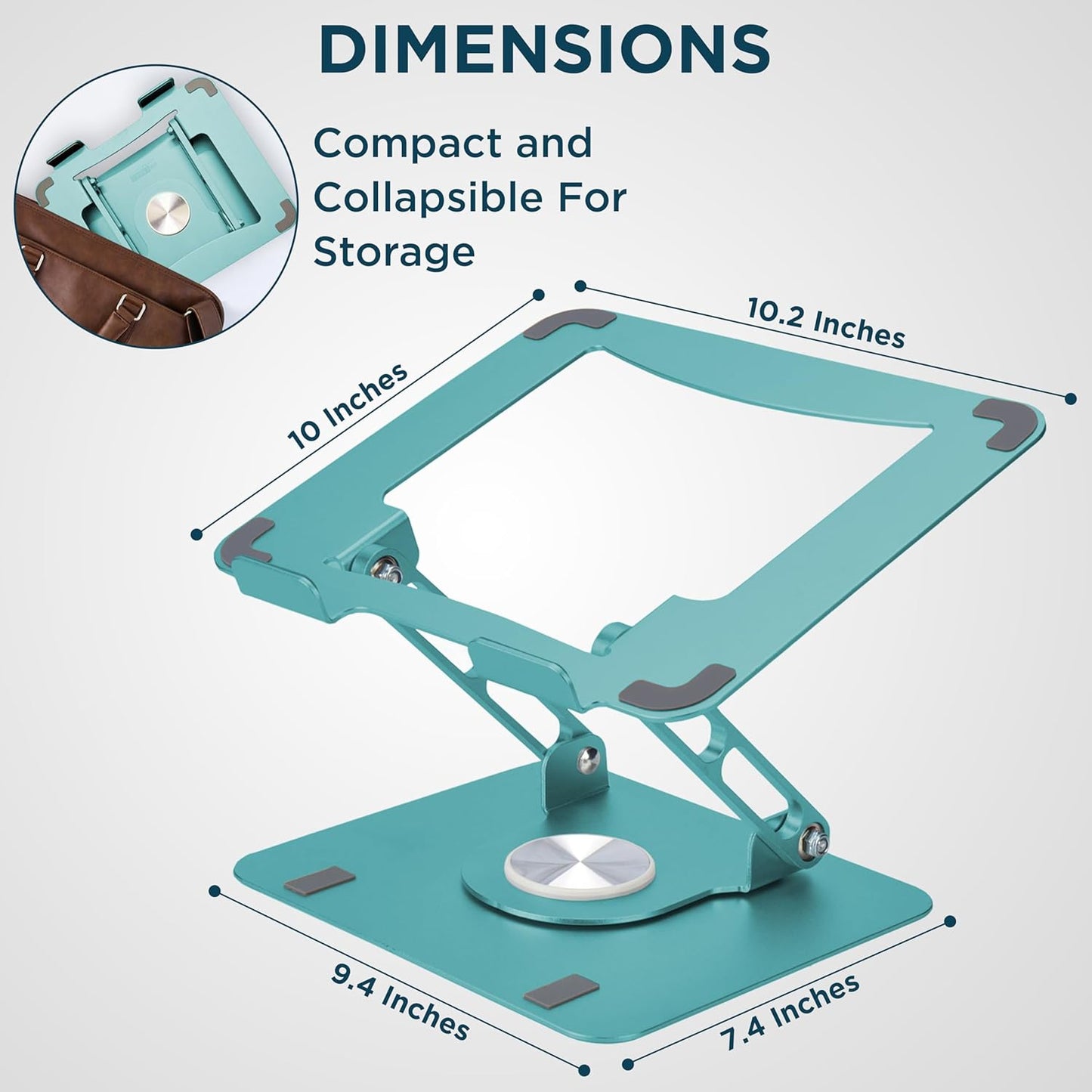 Uncaged Ergonomics Swivel Laptop Stand for Desk, Adjustable Computer iPad Stand for Desk w/ 360 Rotation, Portable Laptop Holder for Home Office Ergonomic Supplies (Ocean Blue)