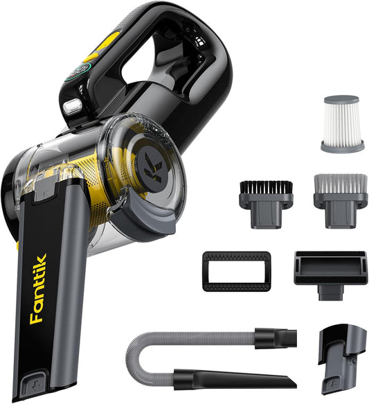 Fanttik Fold V10 APEX Pivot Cordless Car Vacuum, 17000Pa Handheld Vacuum Suction Power, Smart LED Display, Portable for Car Home Pet (Deluxe with Flexible Hose&Pet Brush)