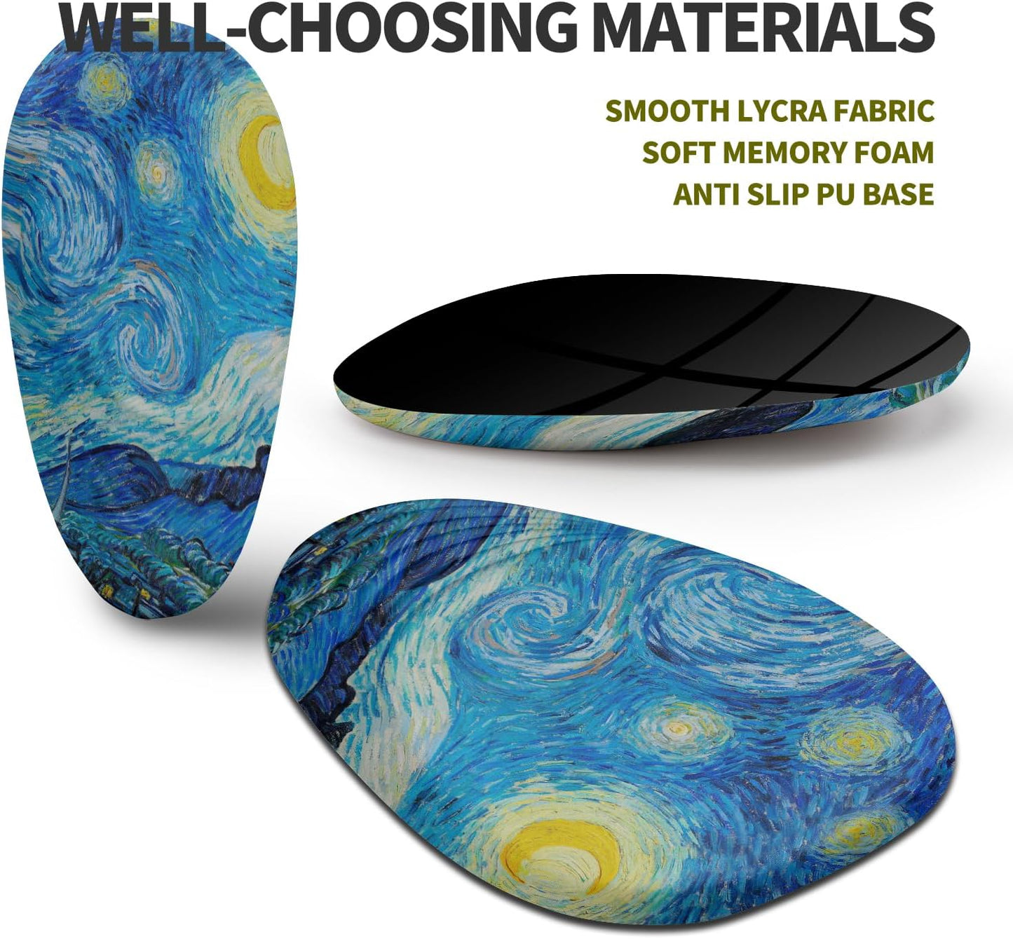 Hokafenle Ergonomic Mouse Pad Wrist Support, Terraced Slope Carpal Tunnel Wrist Pad for Mouse with Unibody Memory Foam, Wrist Rest Pain Relief Mousepad (Starry Night, 11.8x7.9 in)