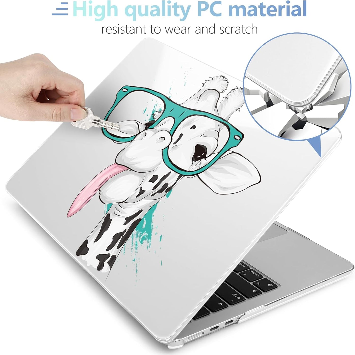 MEEgoodo for M4/M3/M2 MacBook Air 15.3 inch Case 2025 2024 2023, Case Fit Model (A3241/A3114/A2941) for MacBook Air 15 inch, Laptop Hard Shell with Keyboard Cover, Funny Giraffe