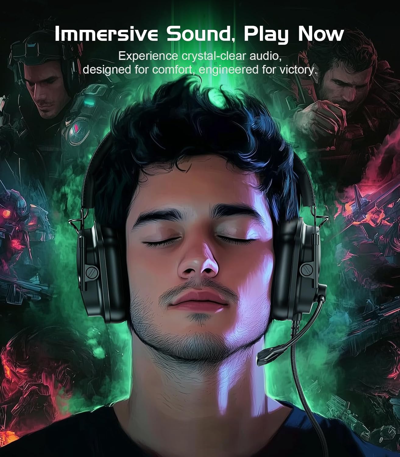 HW12 Gaming Headset for PC,PS5,PS4,Xbox One,Switch,Gaming Headphones with Microphone Wired Headset with 3.5mm Audio Jack(Black)