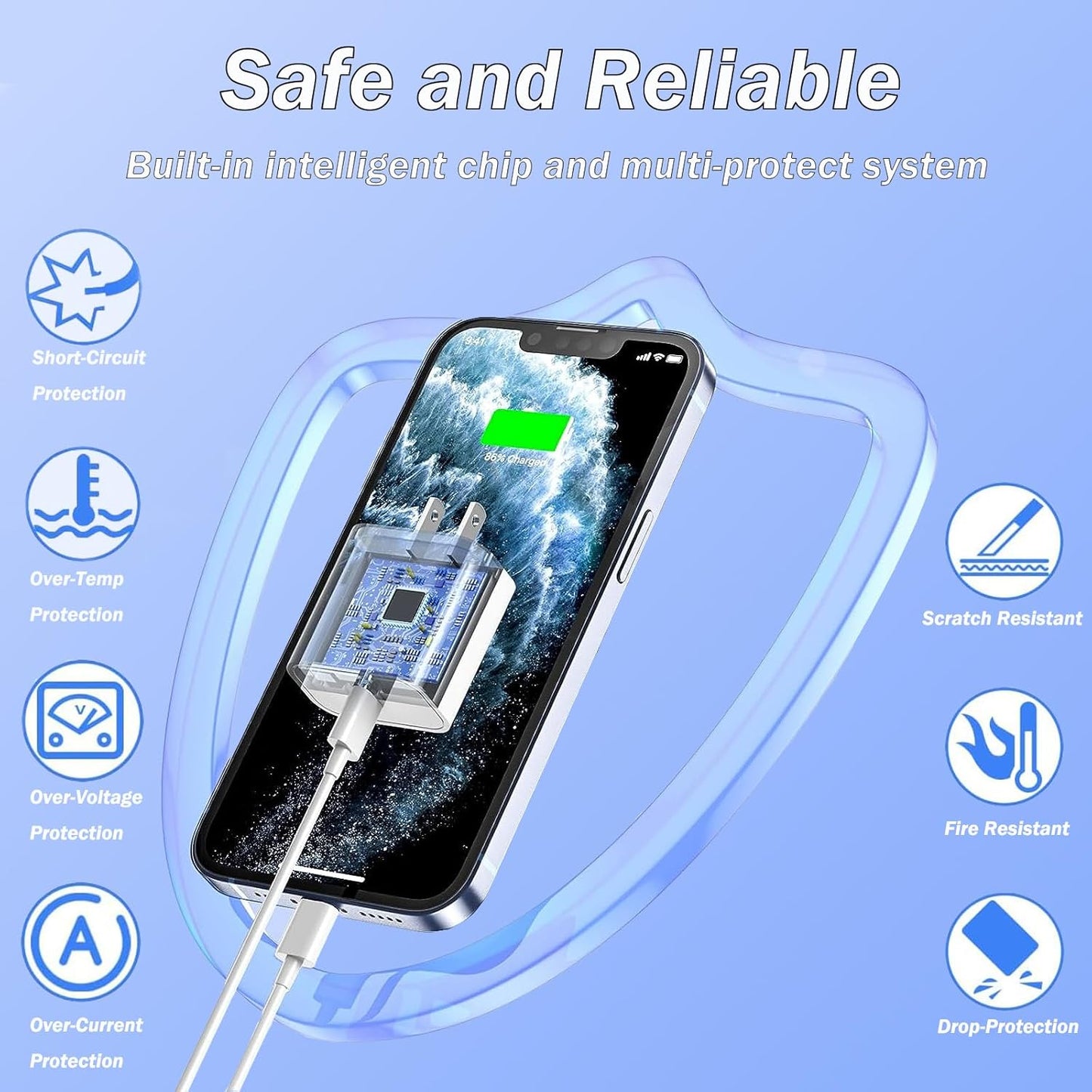 iPhone Fast Charger, [Apple MFi Certified] 2 Pack PD USB C Wall Charger Block Plug with 10FT Extra Long Type C to Lightning Fast Charging Data Sync Cable for iPhone 14 13 12 11 XR X 8 iPad and More