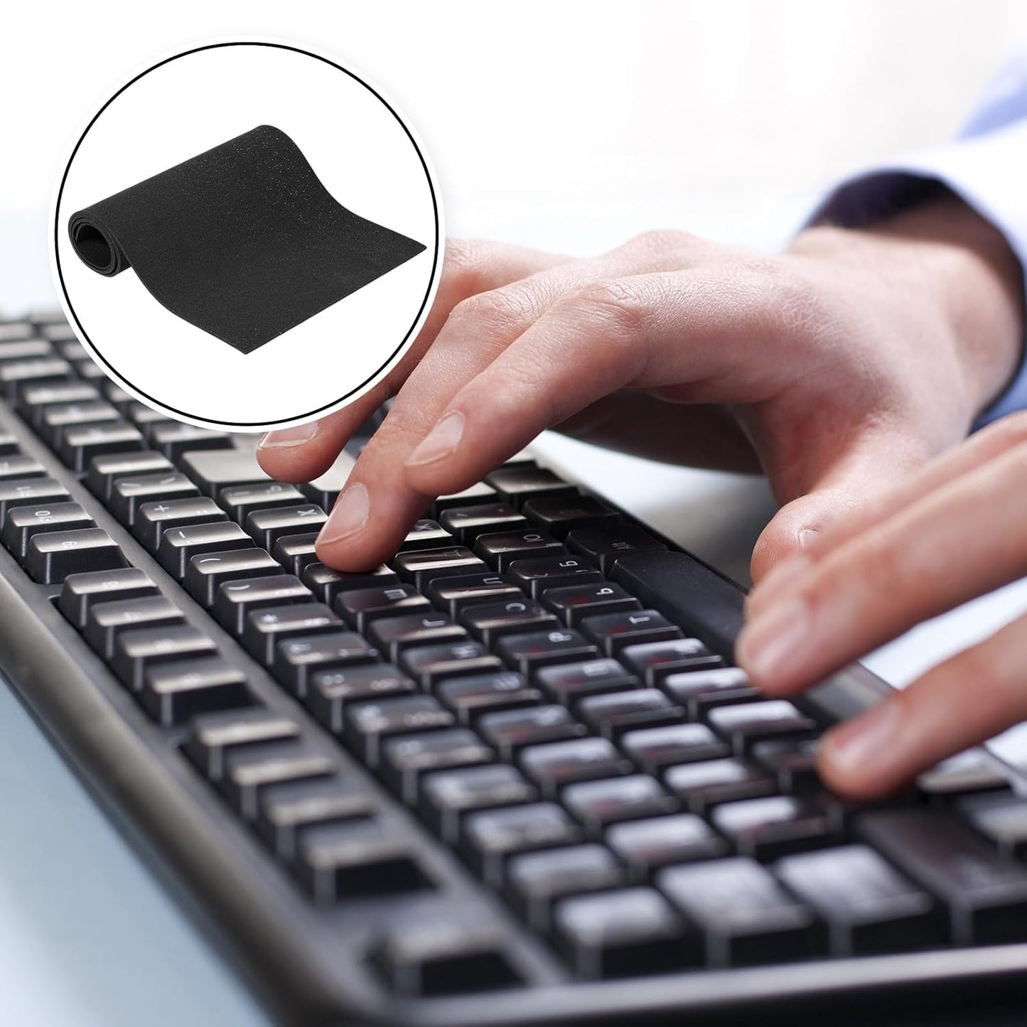 Keyboard Foam for Mechanical Keyboard, Sound Dampening Foam Free Cutting Key Board Mat Foams Black for Key Board Bottom Office Desk Home, 20 x 6 (2mm Thick)