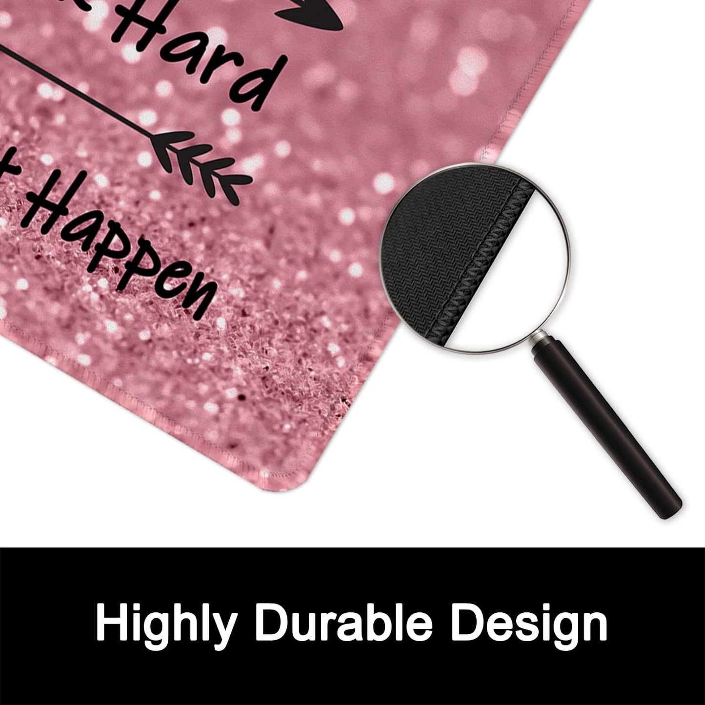 ITNRSIIET Mouse Pad with Stitched Edge Premium Textured Smooth Precise Operation Waterproof Washable Non-Slip Rubber Base Desktop Protection Mat, 10.2×8.3×0.12 inches, Pretty Inspirational Quotes