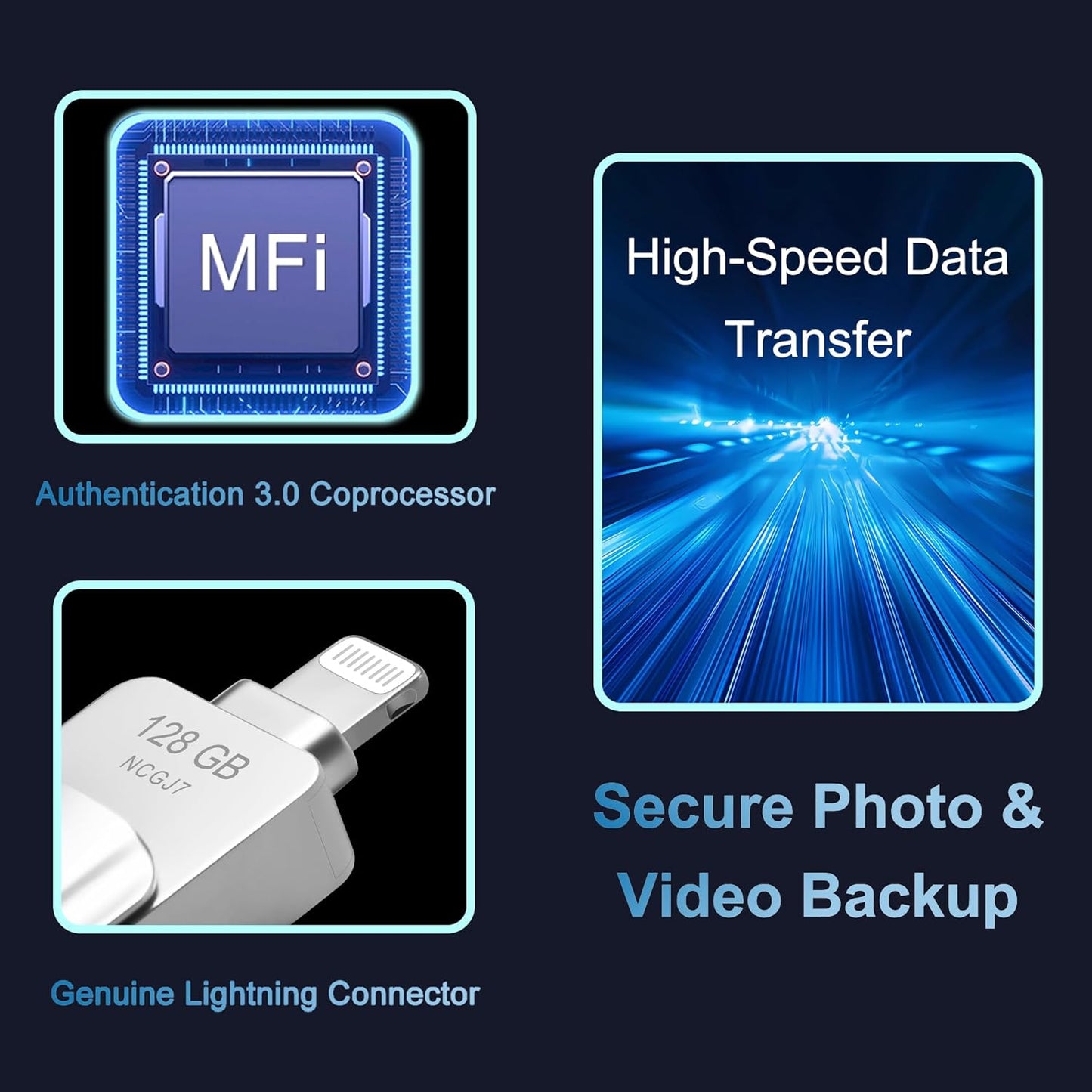 JSL JDTDC MFi Certified 128GB iPhone-16-Photo-Stick USB C & Lightning Flash Drive for iPhone 16/15/14/13/12 Thumb-Drive-for-iPad-Memory External-Storage-Android-Photo-Backup iPhone-Photo-Tansfer-Stick