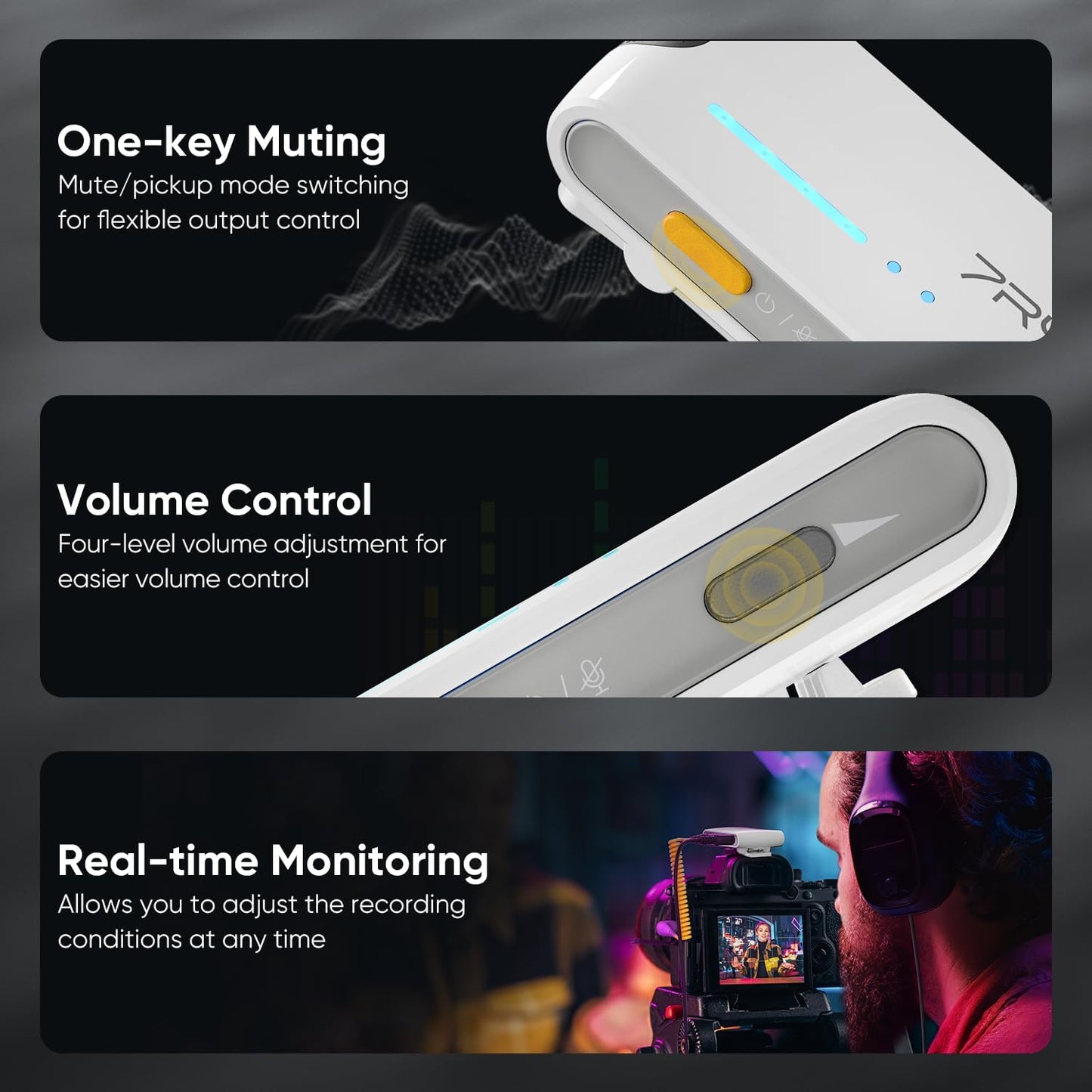 7RYMS iRay DW40 4-Channel Wireless Microphone for Cameras, Camcorders, iPhones, Android Phones, Wireless Lavalier Mic-Noise Canceling, 656ft Range, 12.5H Working, Lav Mic for Video Recording(White)