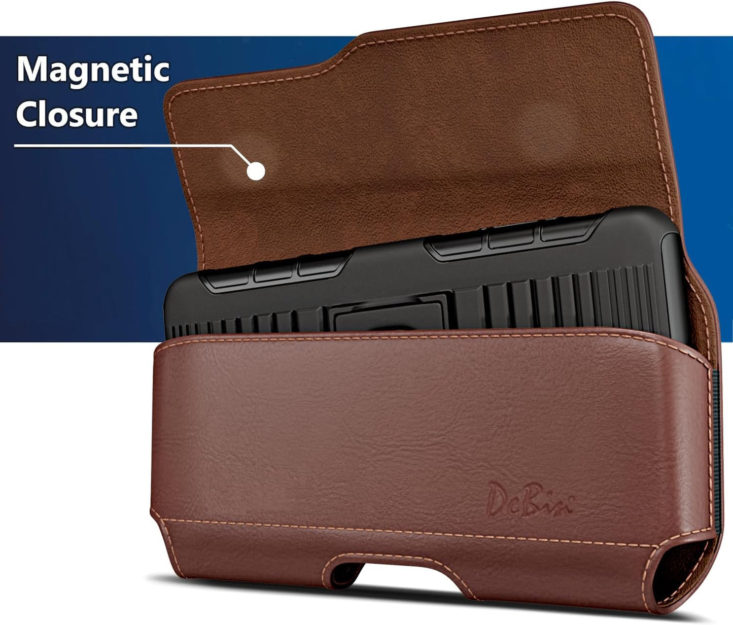 DeBin Case for Galaxy S25 S24 5G S23, S22, S21, S20, S10, S9, A10e, A01, Note 10, Cell Phone Belt Holster Clip Pouch Holder Cover (Fits Samsung with Otterbox Commuter Case) Brown