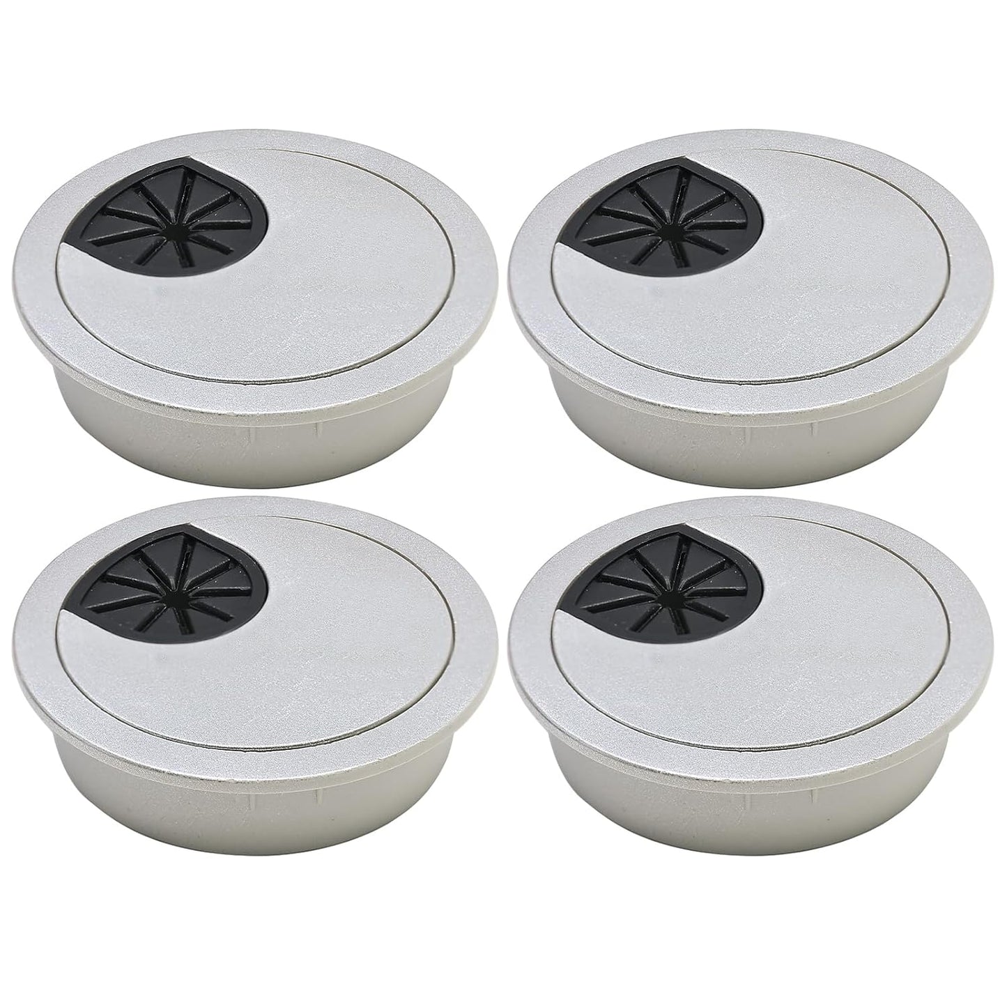 Desk Grommet 2-1/16" (53 mm), Desk Cord Hole Cover, Cable Grommet ABS Plastic, Desk Hole Grommet for Office and Home Table Cable, Detachable Cable Cord Organizer (Silver Sand 4 Pcs)