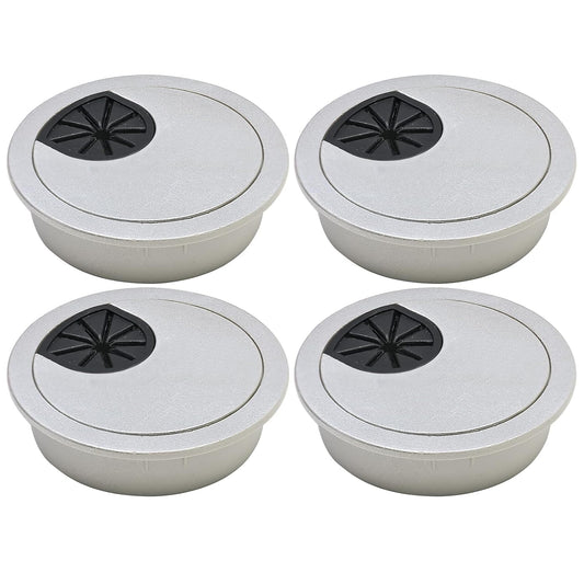 Desk Grommet 2-1/16" (53 mm), Desk Cord Hole Cover, Cable Grommet ABS Plastic, Desk Hole Grommet for Office and Home Table Cable, Detachable Cable Cord Organizer (Silver Sand 4 Pcs)