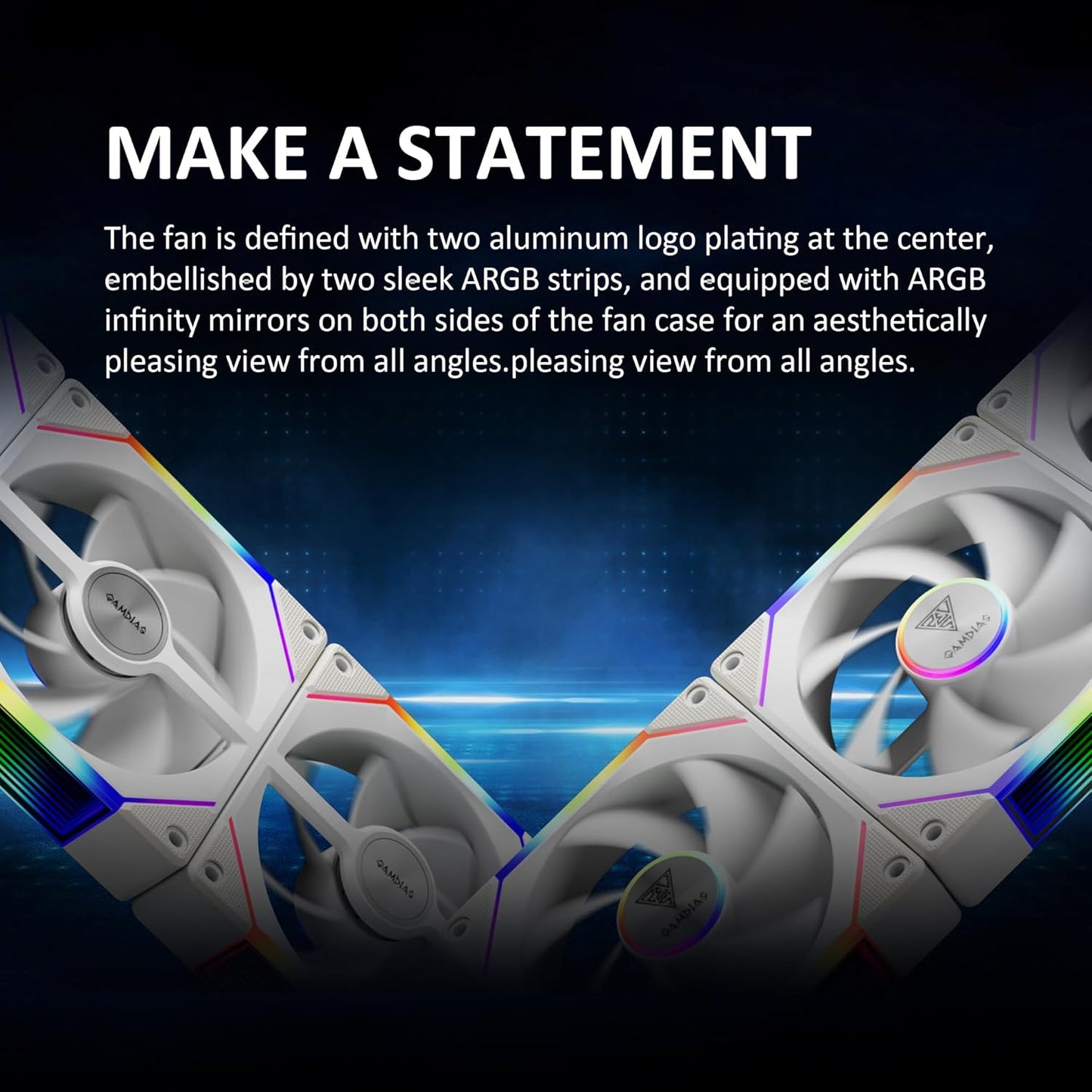 GAMDIAS AEOLUS P2-1203 120mm ARGB PWM Fan (3 Pack, no Hub), Include Reverse Fan Blade x3 & Controller, ARGB Sync, Easy Installation & Cabless Daisy-Chain Design, Silent Operation, Up to 2400RPM, White