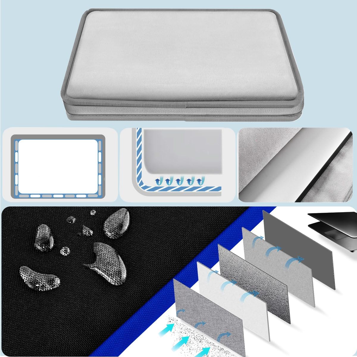 Universal Laptop Shoulder Bag 13-17.3 Inch Shockproof Briefcase with Multi-Pockets & Adjustable Strap for MacBook Pro/Air