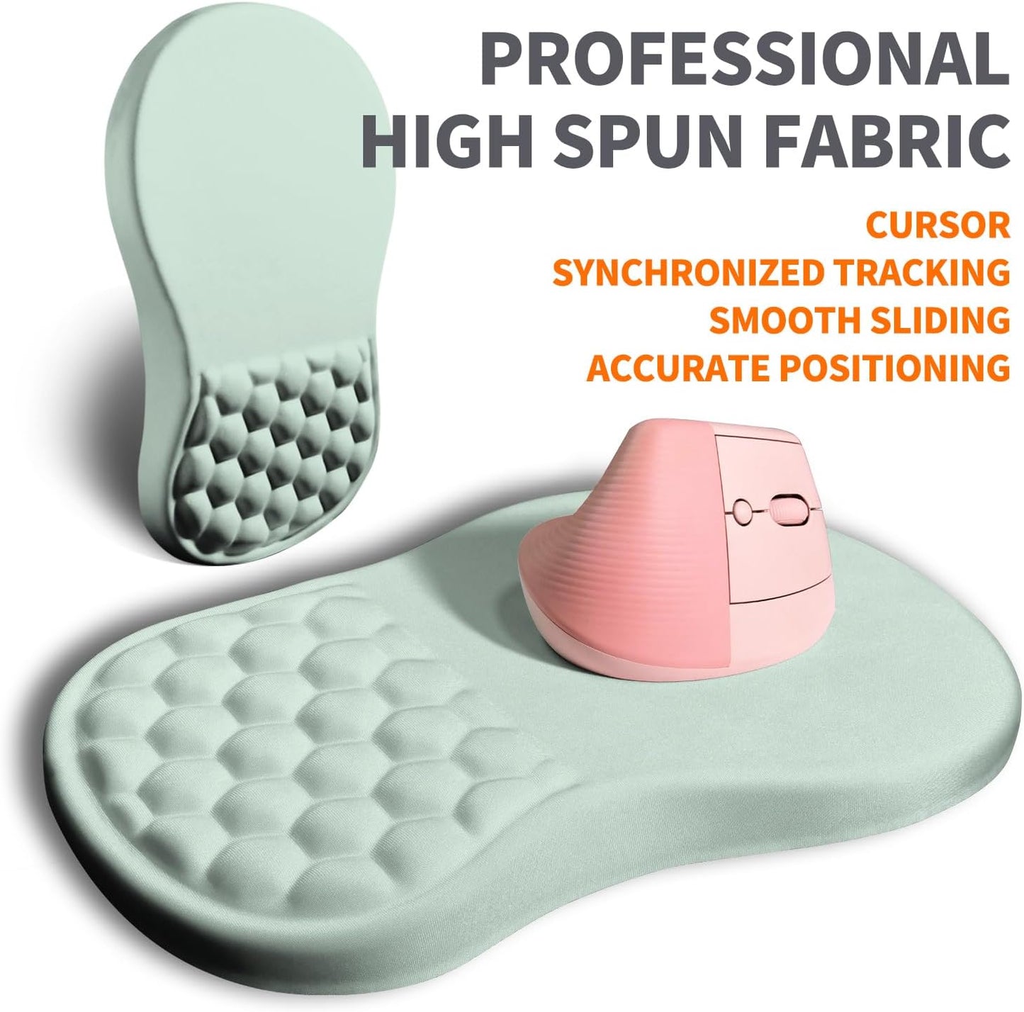 Ergonomic Joint Wrist Support Mouse Pad with Memory Foam Cushion Massage Bump, Carpal Tunnel Pain Relief Mousepad Slope Design for Wrist Rest, 11.8x7.9 in, LightCyan