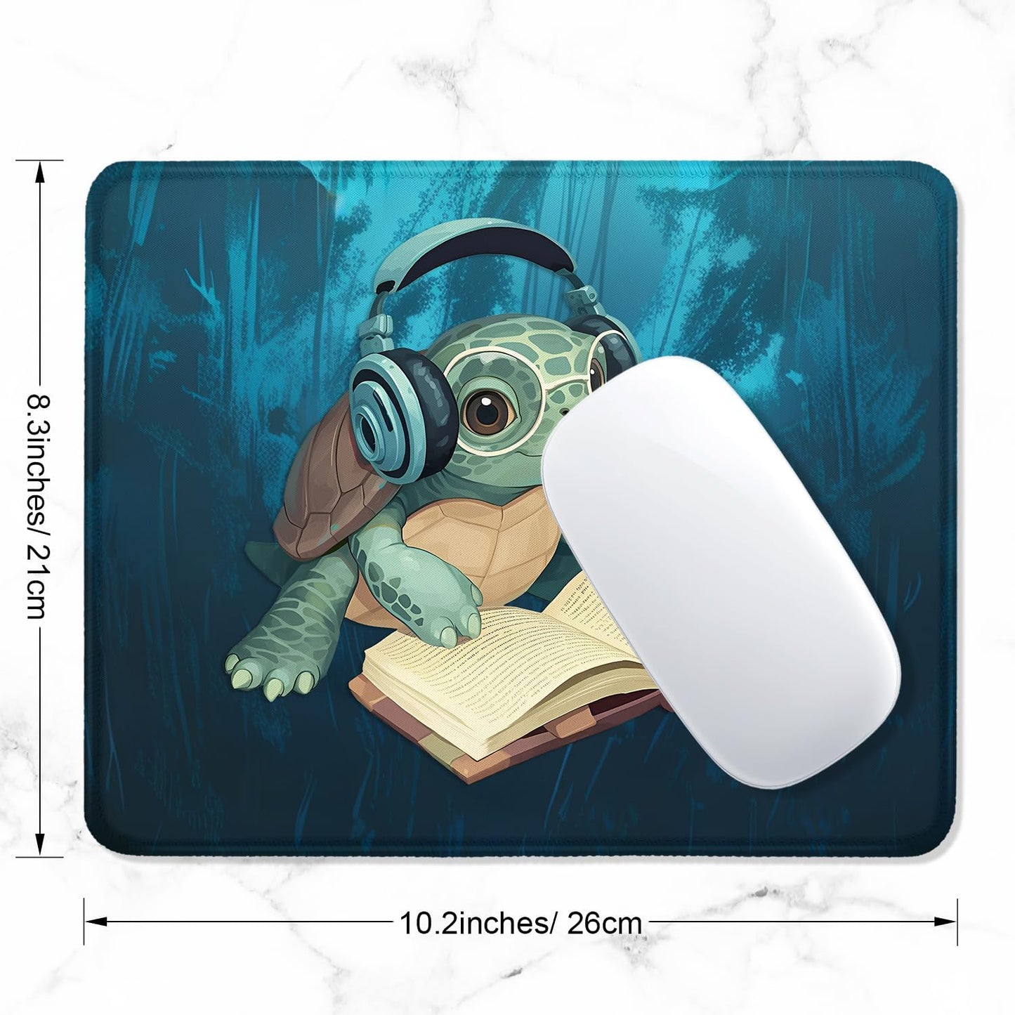 ITNRSIIET Mouse Pad with Stitched Edge Premium Textured Smooth Precise Operation Waterproof Washable Non-Slip Rubber Base Desktop Protection Mat, 10.2×8.3×0.12 inches, Pretty Turtles