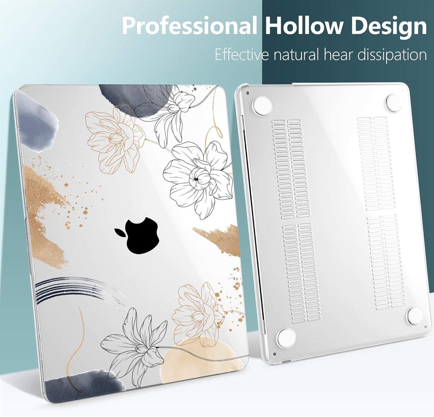 TWOLSKOO Compatible with M4 MacBook Air 15 inch Case 2025-2023 Released Model M4 A3241 M3 A3114 M2 A2941, Plastic Hard Shell & Screen Protector & Keyboard Cover & Trackpad Film, Florals X450