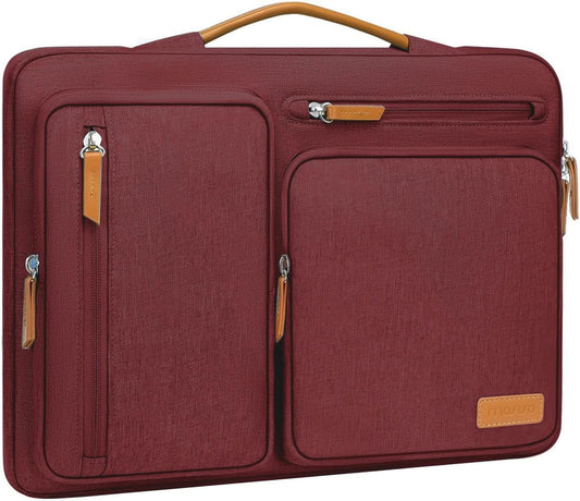 MOSISO 360 Protective Laptop Case 15 inch, 15 inch Laptop Sleeve Compatible with MacBook Air M4 M3 M2 2025 2024 2023, Dell XPS Plus, Side Open Carrying Case with 4 Zipper Pockets&Handle, Wine Red