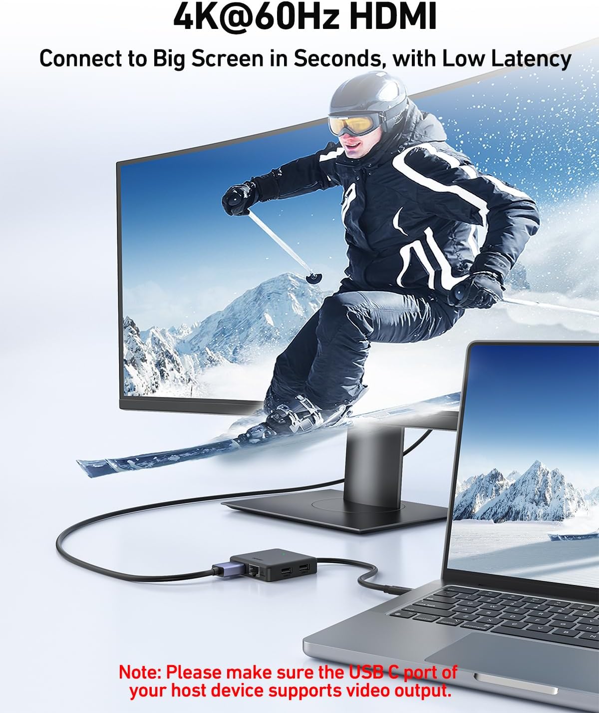 BENFEI USB C HUB 6in1 with HDMI(4K@60Hz), 100Mbps Ethernet, 100W Power Delivery, 1*USB 3.2 10Gbps and 2*USB 2.0, Compatible with iPhone 16 Pro/Max MacBook iPad Pro iMac S23 XPS17