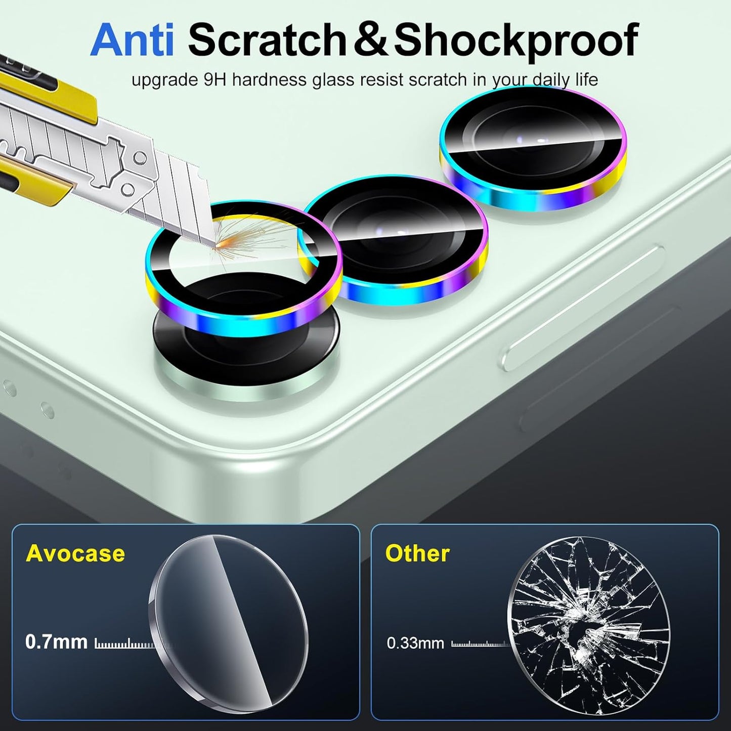 for Samsung Galaxy S25 Plus Camera Lens Protector, Individual Metal Ring Tempered Glass Lens Cover, [Strong Adsorption] Scratch Resistant Ultra-Thin HD Clear Lens Cover, 1 Set-Colorful Ring