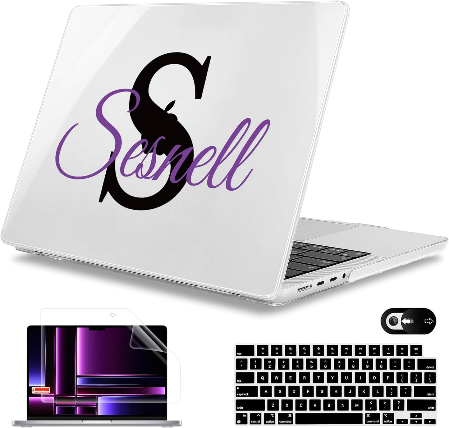 Mektron Customizable Name Case for MacBook Pro 16" M4 A3403 A3186 M3 A2991 M2 A2780 M1 A2485 (2021/2023/2024) Pro/Max with Touch ID, Hard Shell Plastic Laptop Cover