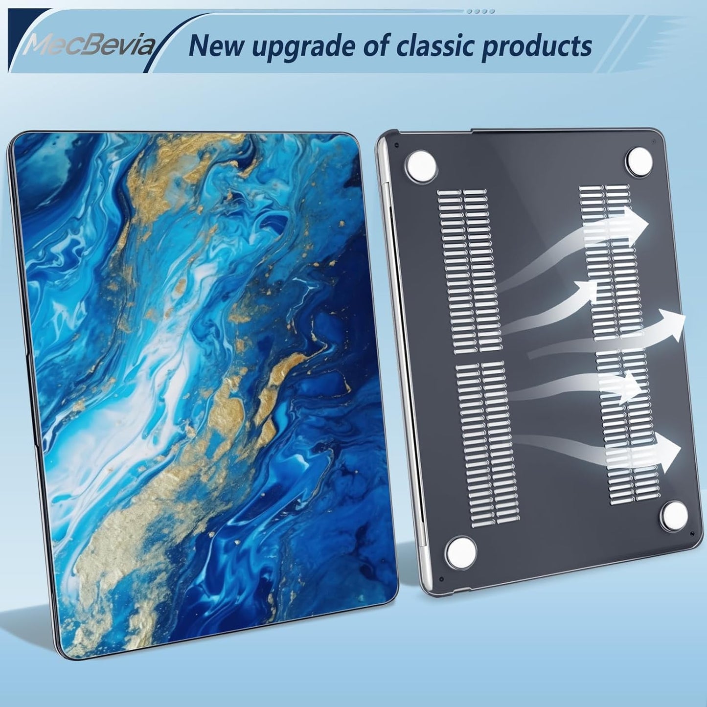 Compatible with MacBook Air 13.6 inch Case, M4 A3240/M3 A3113/M2 A2681 (Released 2025 to 2022), Hard Shell, Keyboard Cover, Screen Protector, Webcam Cover & Type-C Adapter, Oceans