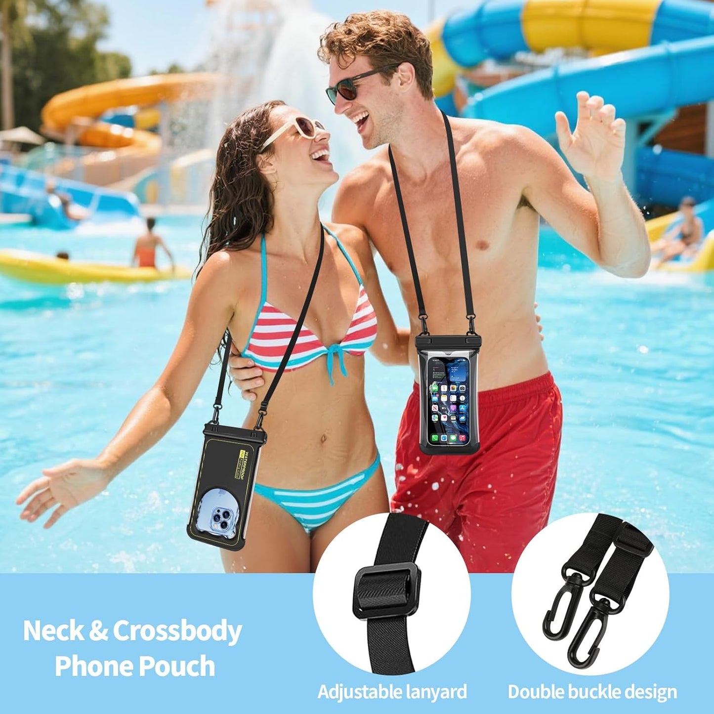 2 Pack Waterproof Phone Pouch, IP68 Waterproof Phone Cases Floating Up to 8.5" Phone, Underwater Waterproof Bags with Inner Pocket, Beach Vacation Essentials Water Park Essentials