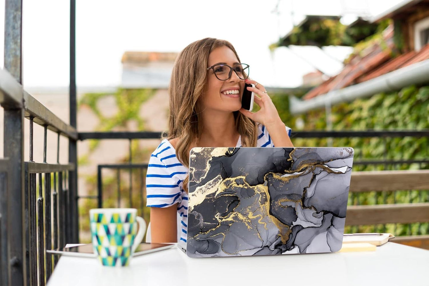 Teryeefi Compatible with 2018 2019 2020 MacBook Air 13 inch Case M1 Chip A2337 A2179 A1932 Retina Display Touch ID, Plastic Hard Shell & Keyboard Cover & Screen Protector,Gray Marble