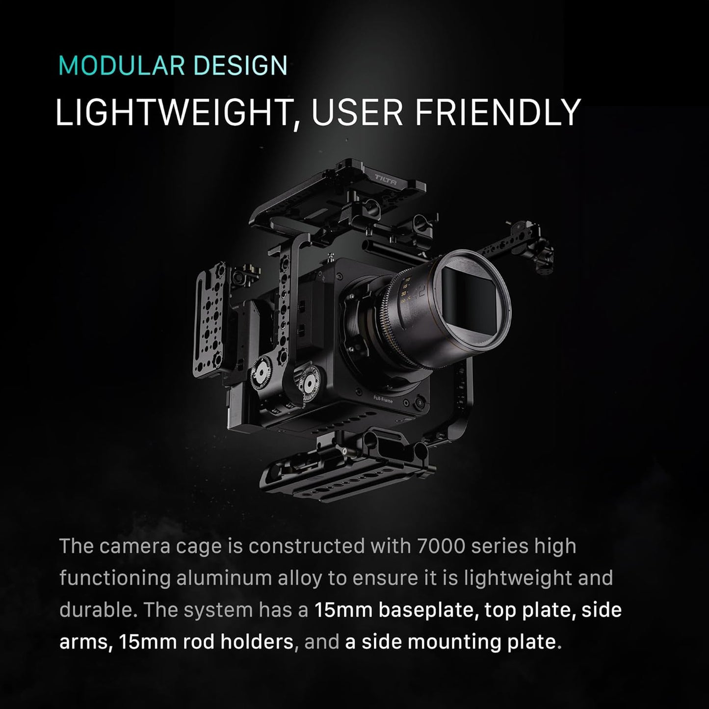 Tilta Camera Cage Compatible with Sony BURANO | Arri Rosettes, 1/4"-20 and 3/8"-16 Threads | w/Top Handle, Left/Right Side Arm, Battery Plate (Full Camera Cage Plus)