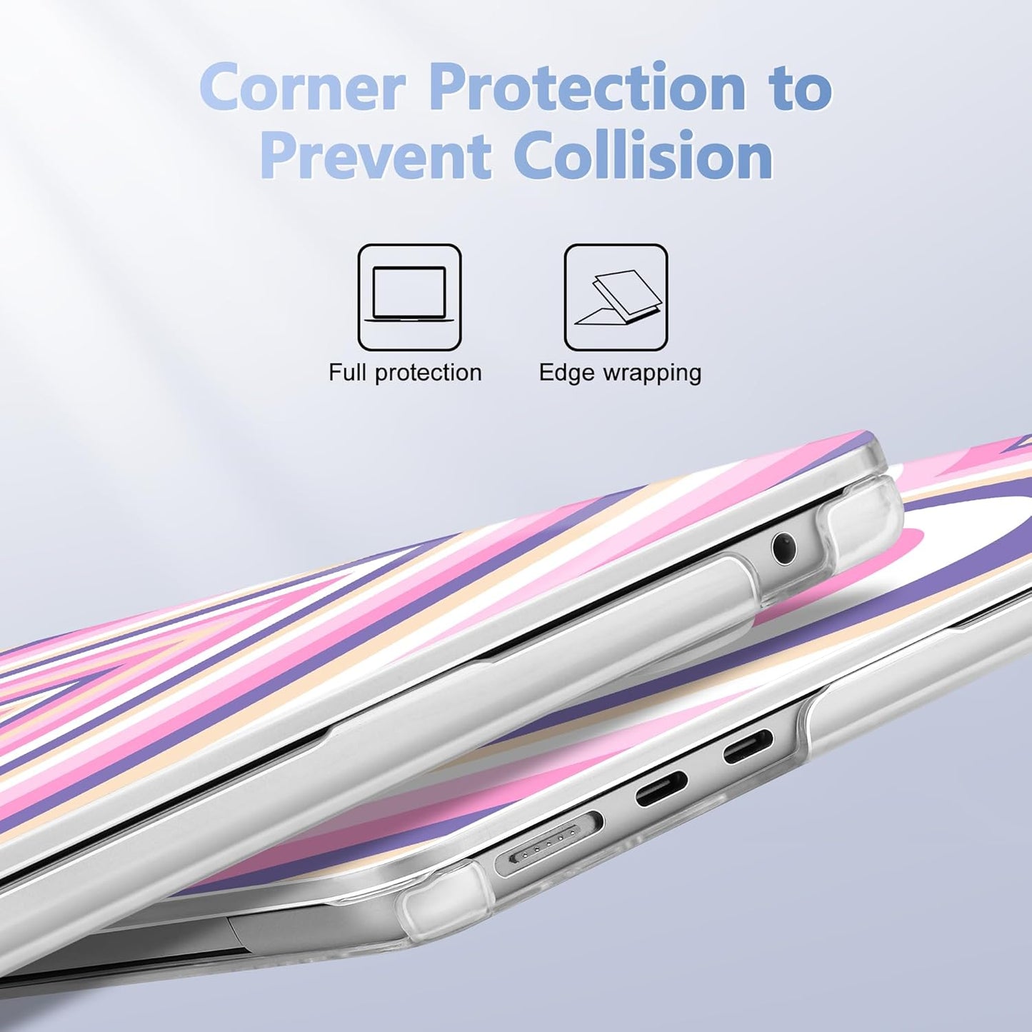 Case for MacBook Air 15 Inch 2025 2024 2023 Release M4 A3241 M3 A3114 M2 A2941, Hard Shell with Screen Protector & Keyboard Cover, Compatible with Touch ID, Wildflower Heart