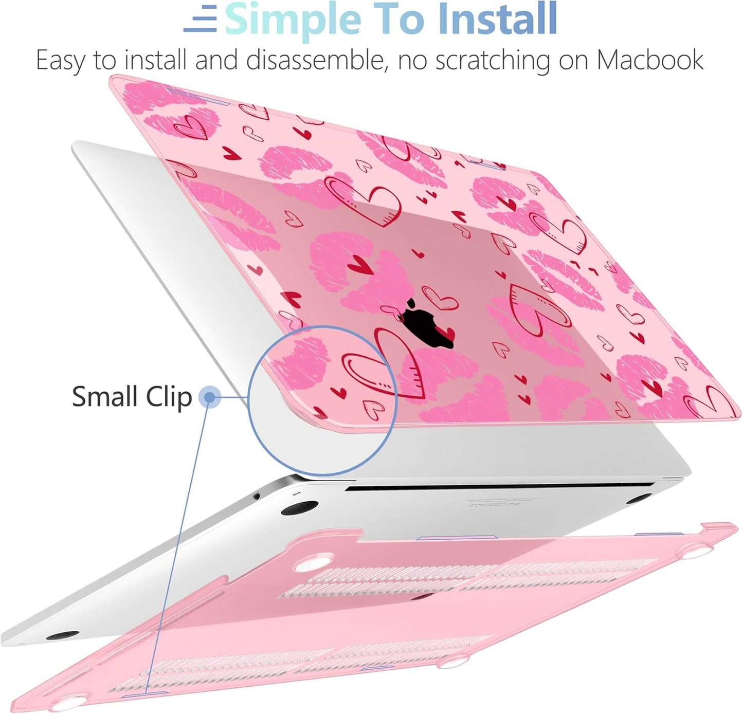 MEEgoodo Case for MacBook Pro 13 inch Case 2022 2021 2020 New A2338 M2/M1 A2251 A2289, Laptop Hard Shell with Keyboard & Camera Cover Compatible with 13 inch MacBook Pro, Cute Kiss & Love