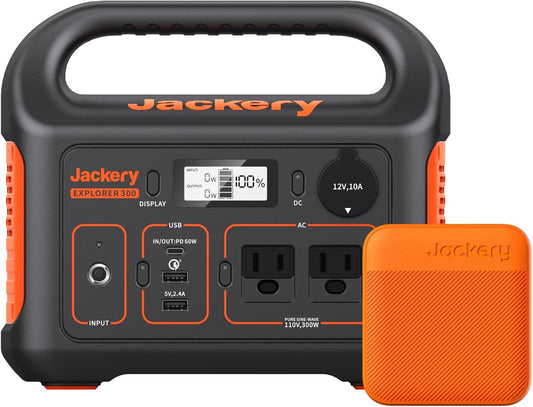 Jackery Portable Power Station Explorer 300 and 102W Fast Charger, 293Wh Backup Lithium Battery, Solar Generator for Outdoors Camping Travel Hunting Blackout (Solar Panel Optional)