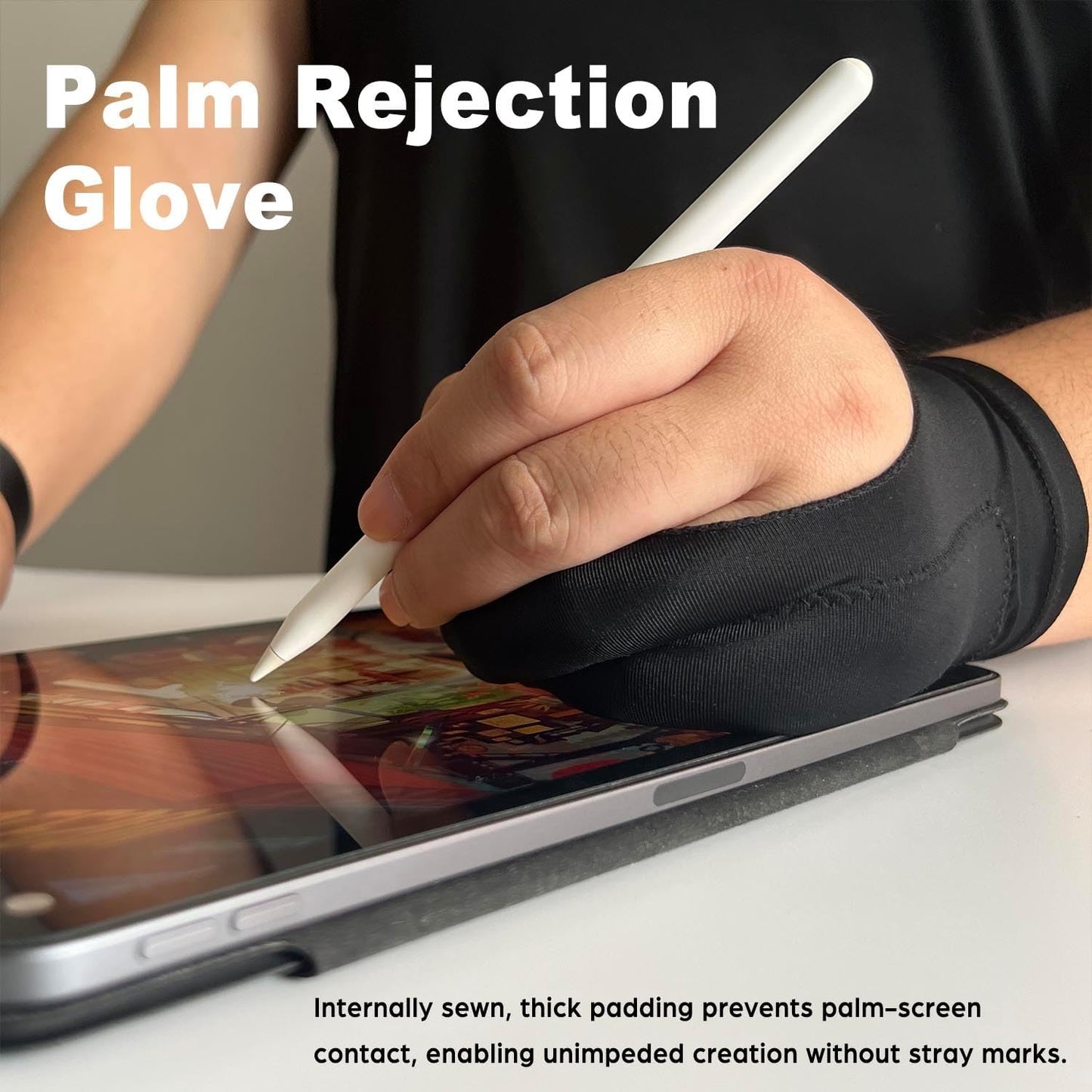 Drawing Glove, Artist Glove for Drawing Tablet iPad, Digital Art Palm Rejection Glove, Good for Left and Right Hand – S, 2 Pack