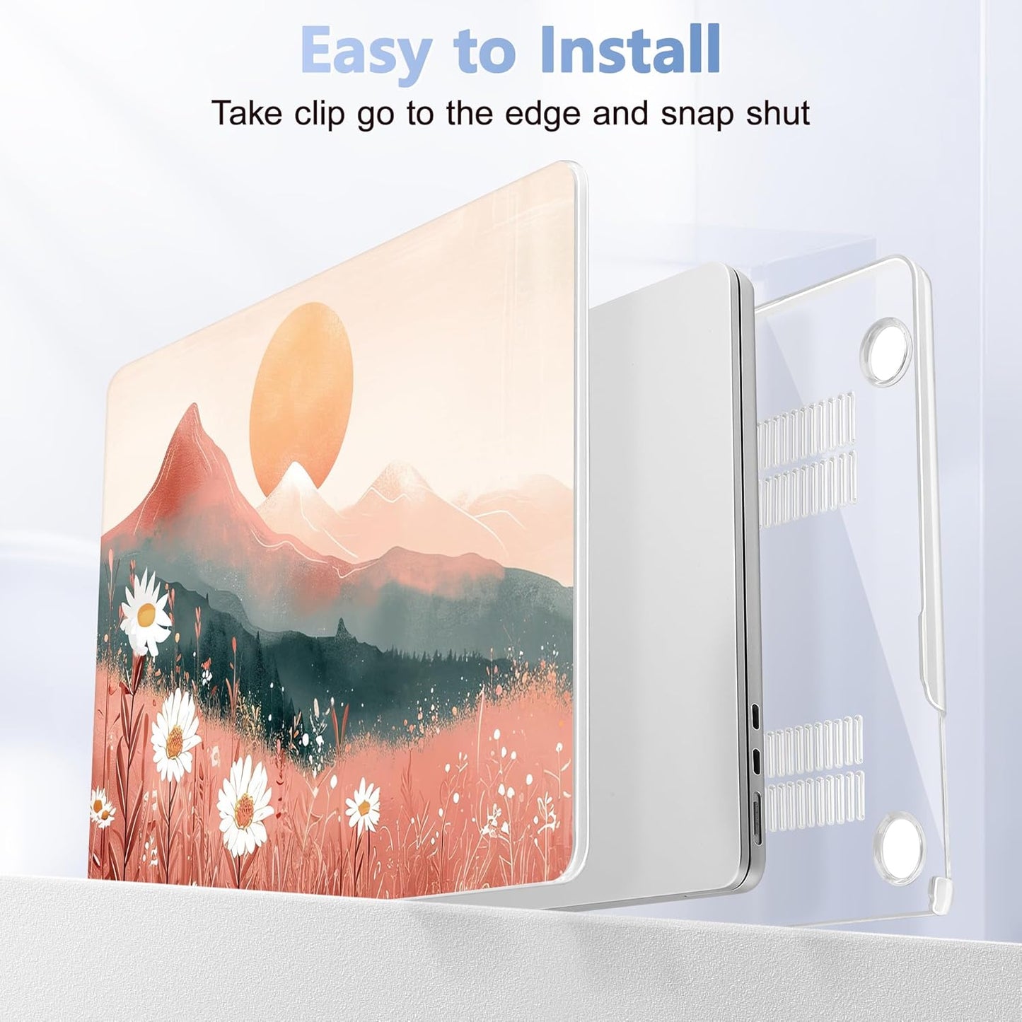 Case for MacBook Air 15 Inch 2025 2024 2023 Release M4 A3241 M3 A3114 M2 A2941, Hard Shell with Screen Protector & Keyboard Cover, Compatible with Touch ID, Mountains