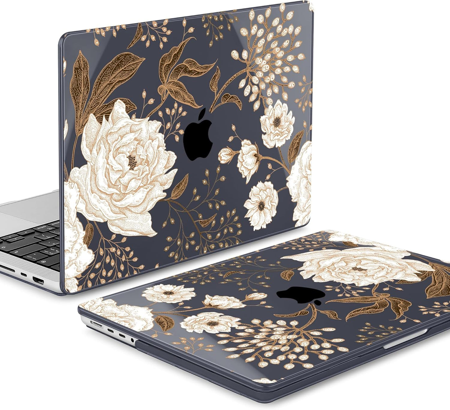 Mektron Case for MacBook Pro 16" M4 A3403 A3186 M3 A2991 M2 A2780 M1 A2485 (2021/2023/2024) Pro/Max with Touch ID, Hard Shell Plastic Laptop Cover Keyboard Cover Screen Protector, Peonies Roses
