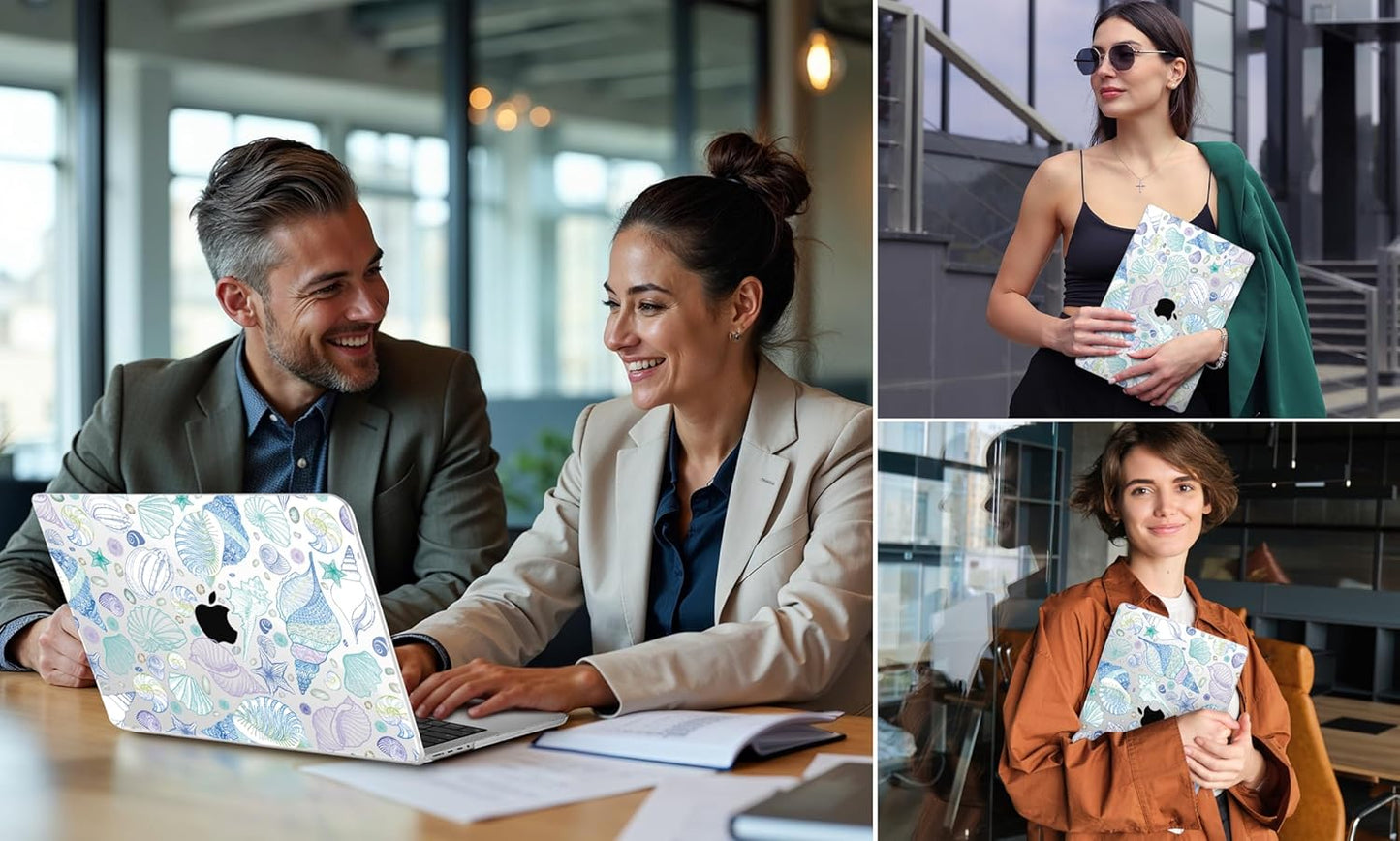 DONGKE for M4 MacBook Pro 16 Inch Case 2024 2023 2021 A3403 A3186 M3 A2991 M2 A2780 M1 A2485 Pro/Max Chip, Plastic Hard Shell Case & Keyboard Cover for Mac Pro 16 with Touch ID, Sea Shells