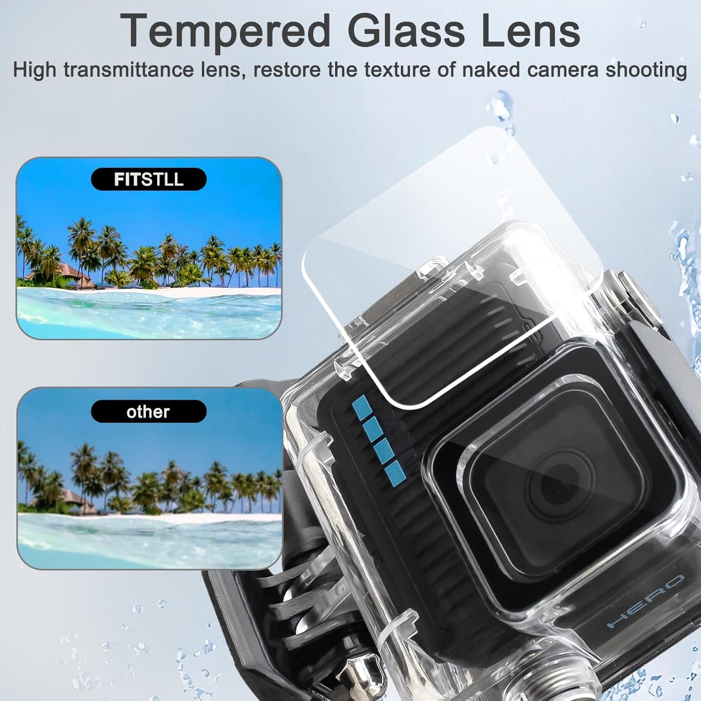 FitStill 196FT/60M Underwater Waterproof Diving Housing Compatible for Go Pro Hero 4K,Protective Dive Case Shell with Mount Hero4K 2024 Action Camera Accessories Kit