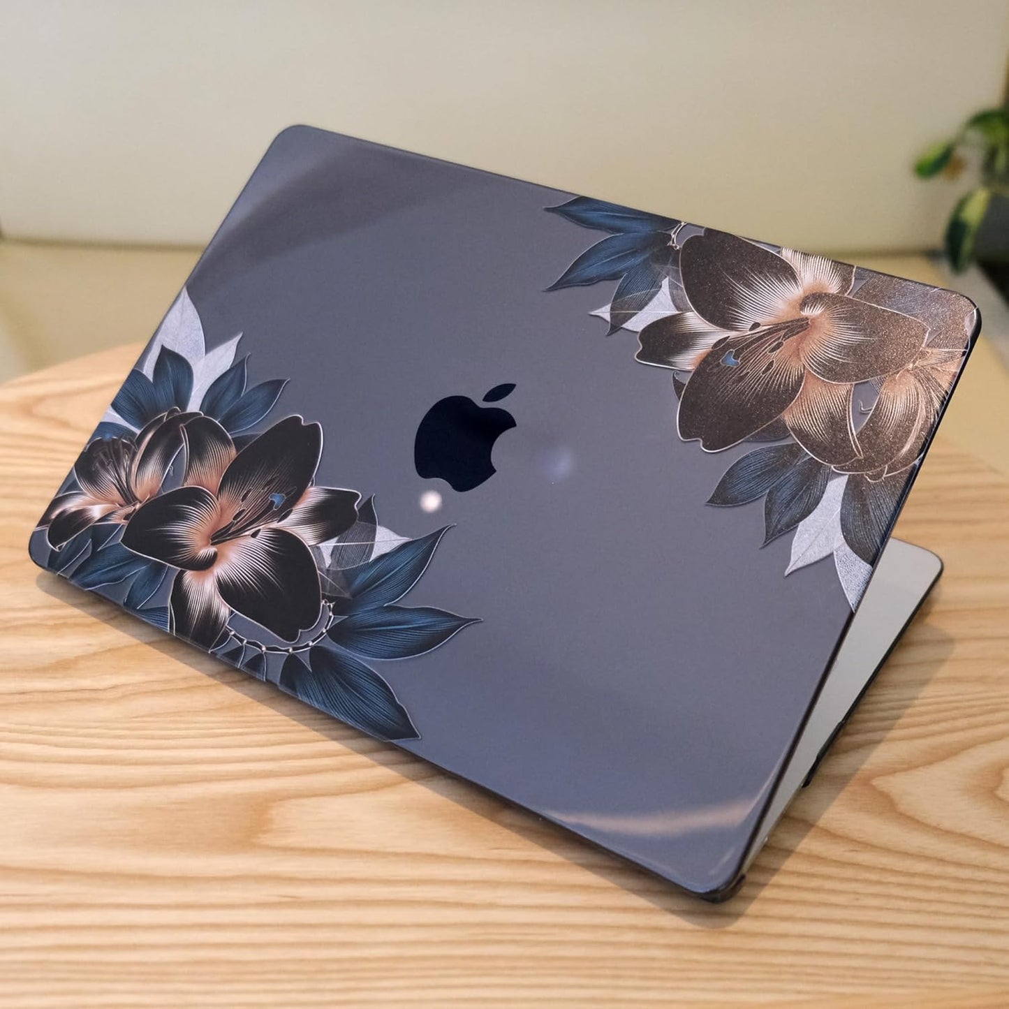 MEEgoodo Case for MacBook Air M4/M3/M2 13.6 inch 2025 2024 2022, Fit Model A3240 A3113 A2681, Compatible with MacBook Air 13 inch, Laptop Hard Shell Case with Keyboard Cover, Golden Lilies