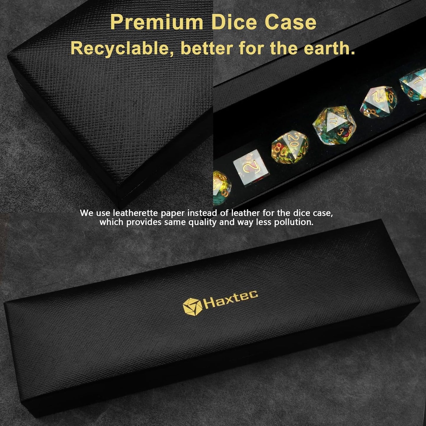 Haxtec Flower Sharp Edge Dice Resin DND Dice Set 7PCS Yellow Blue Red Polyhedral D&D Dice for Role Playing Dice Games Compatible with Dungeons and Dragons